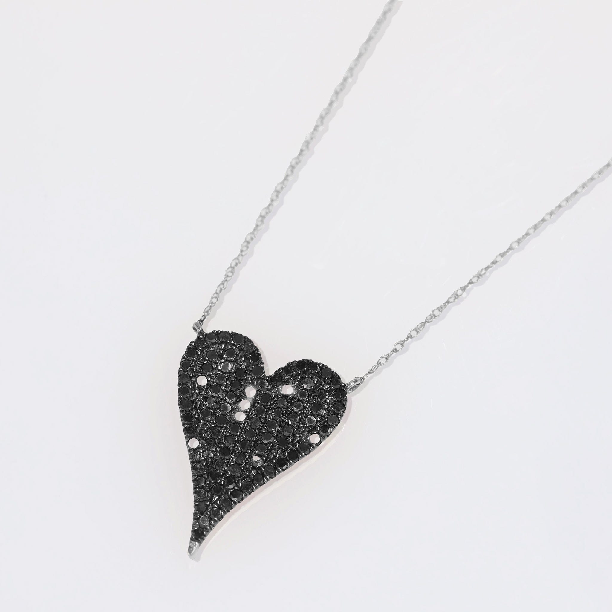 BEATTI Necklace White Gold / Black Diamond Sample Sale • Heart Black Diamond Necklace SS25 Sample Sale • Heart Black Diamond Necklace SS25