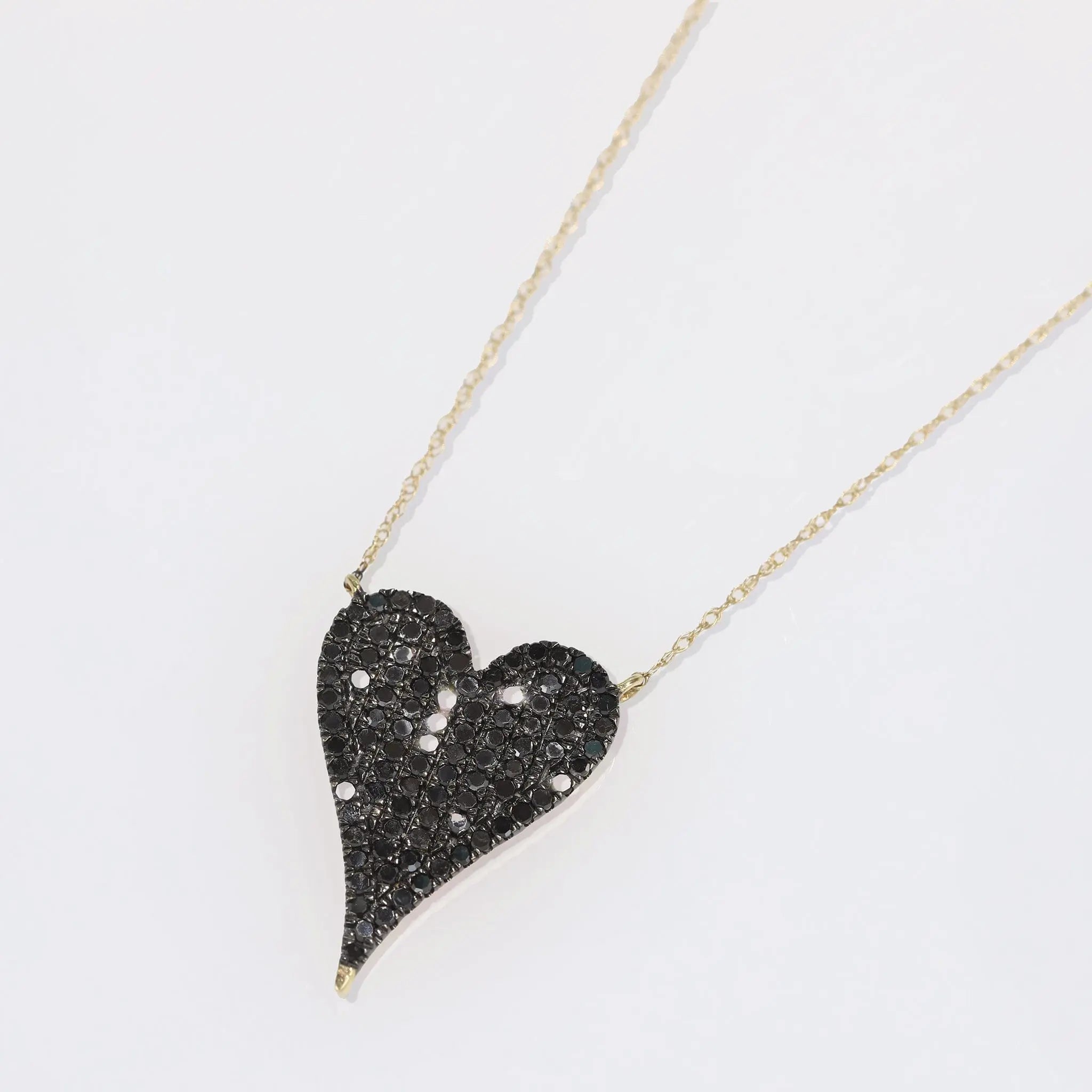 BEATTI Necklace Gold / Black Diamond Sample Sale • Heart Black Diamond Necklace SS25 Sample Sale • Heart Black Diamond Necklace SS25