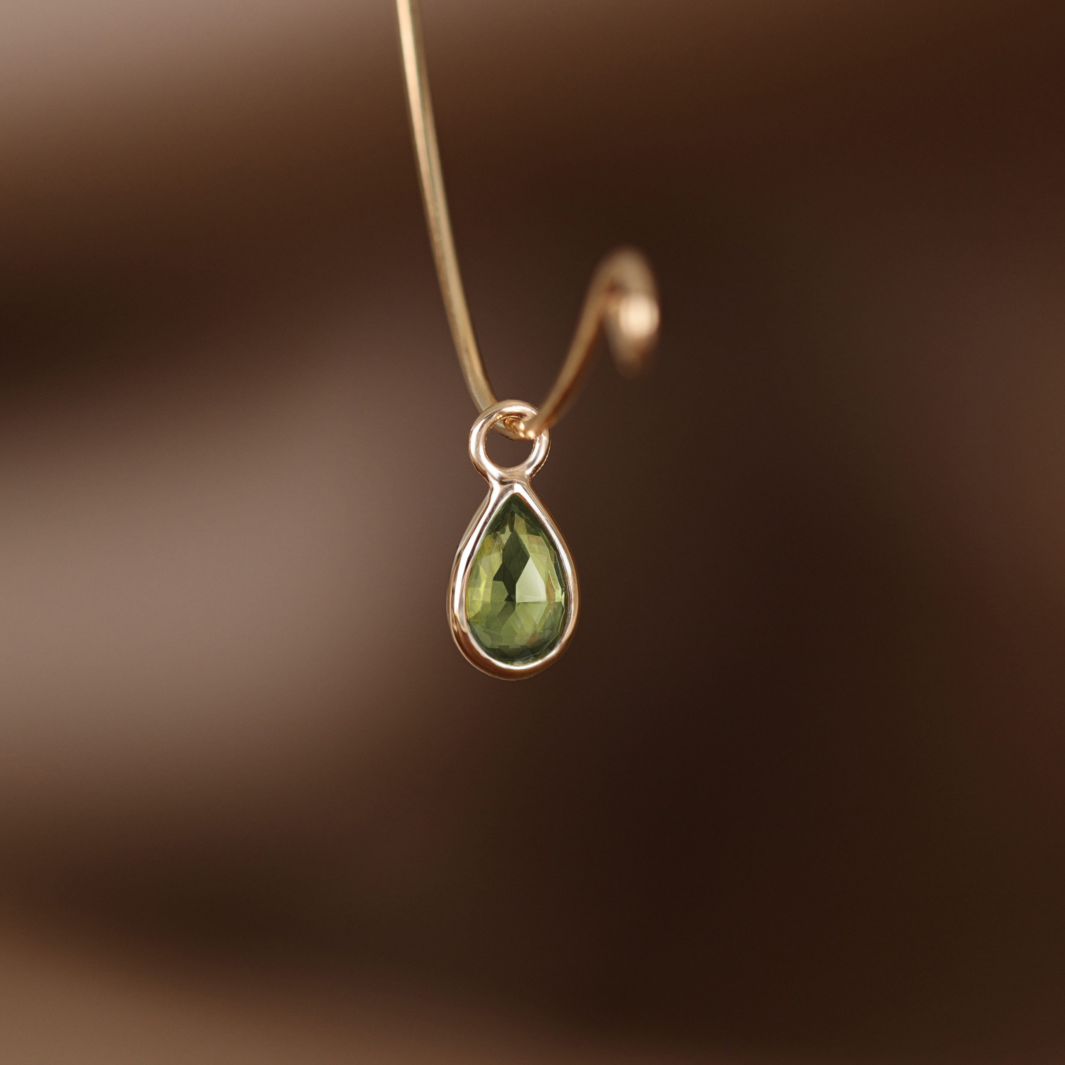Solara • Briolette Teardrop Gemstone Hoop Charm