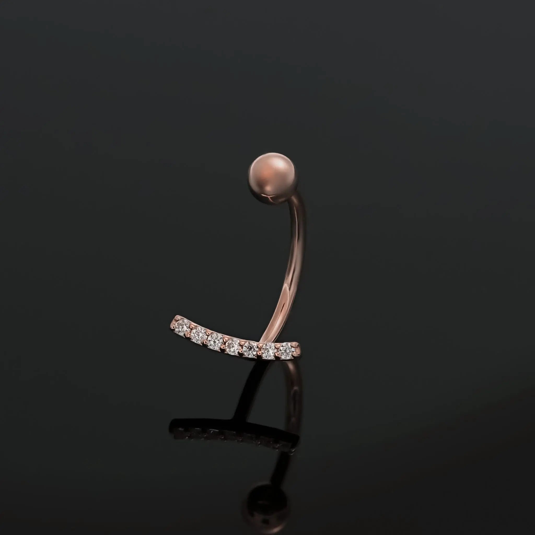 BEATTI Hoops Curved CZ Bar Screw Ball Back Open Huggie Hoop Curved CZ Bar Screw Ball Back Open Huggie Hoop