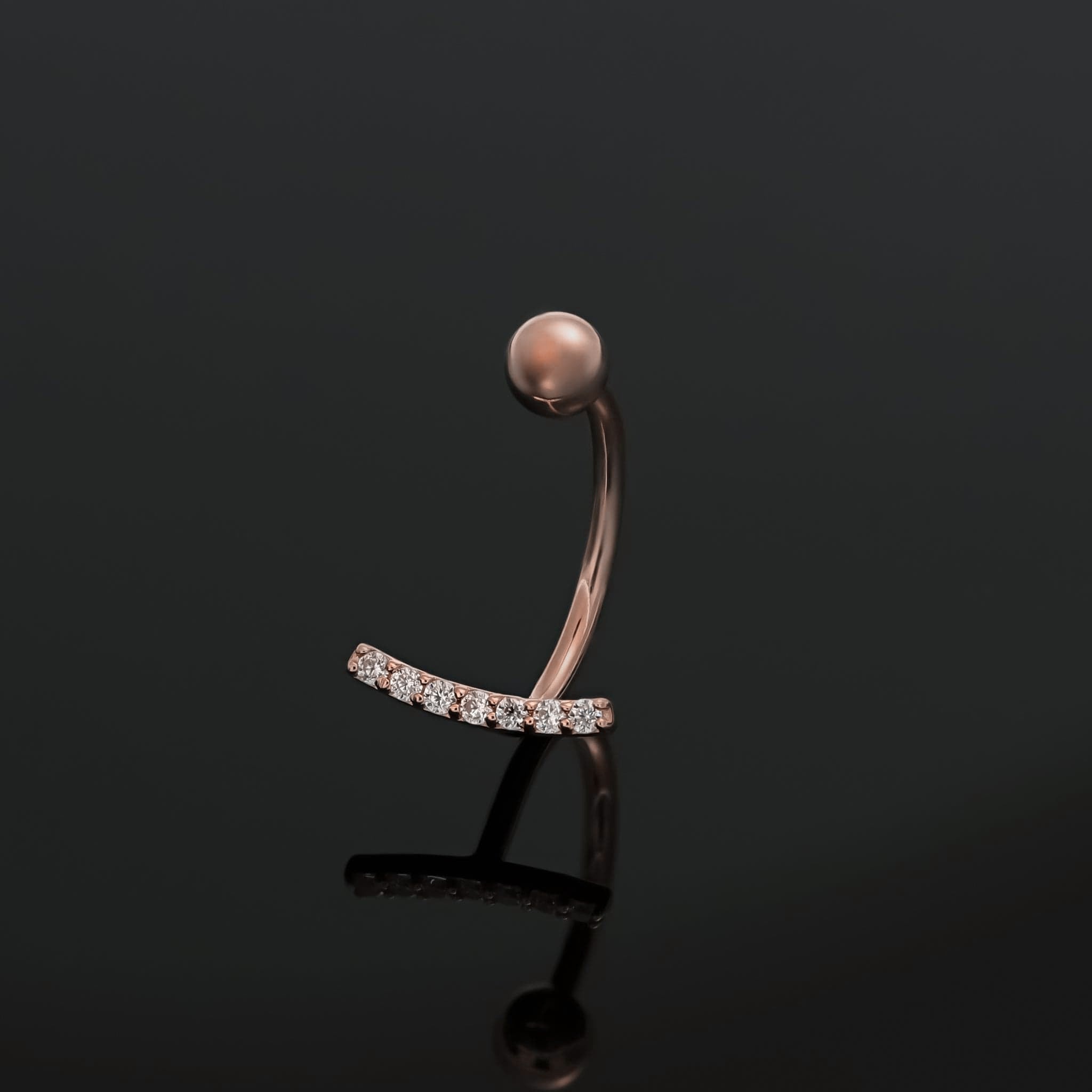 BEATTI Hoops Curved CZ Bar Screw Ball Back Open Huggie Hoop Curved CZ Bar Screw Ball Back Open Huggie Hoop