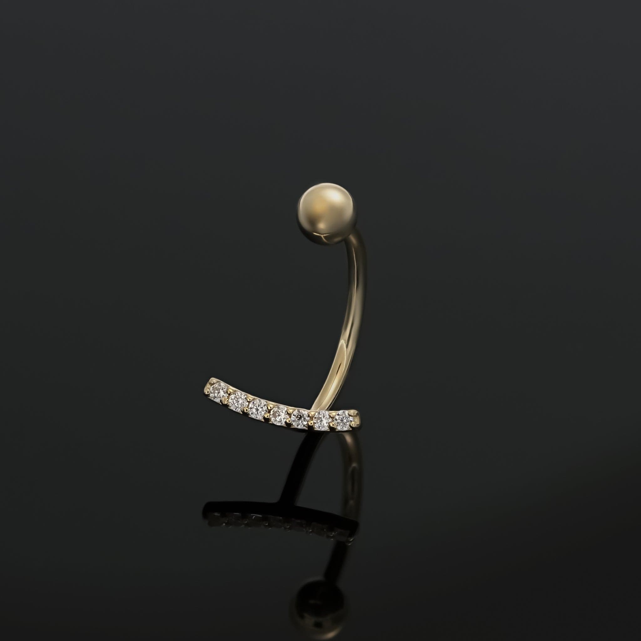 BEATTI Hoops Curved CZ Bar Screw Ball Back Open Huggie Hoop Curved CZ Bar Screw Ball Back Open Huggie Hoop