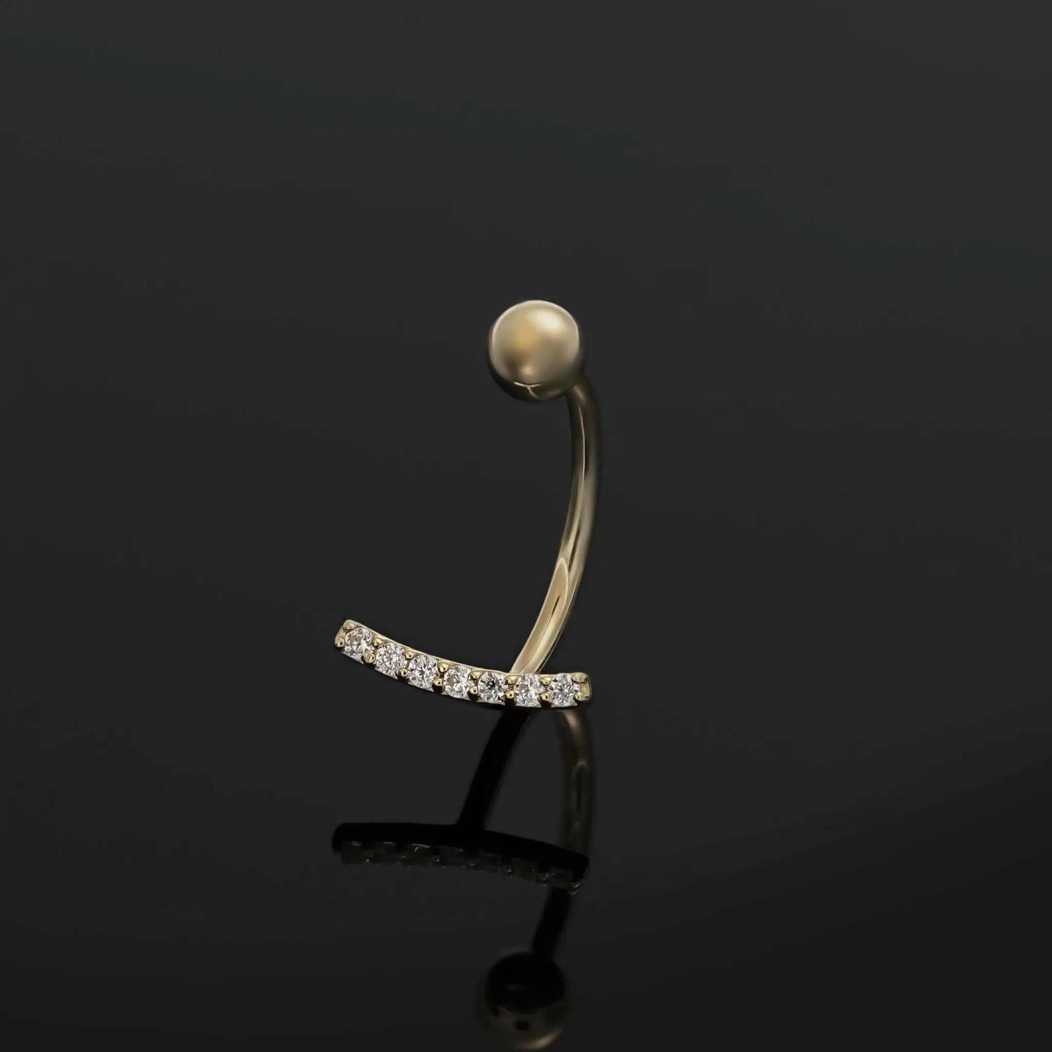 BEATTI Hoops Curved CZ Bar Screw Ball Back Open Huggie Hoop Curved CZ Bar Screw Ball Back Open Huggie Hoop