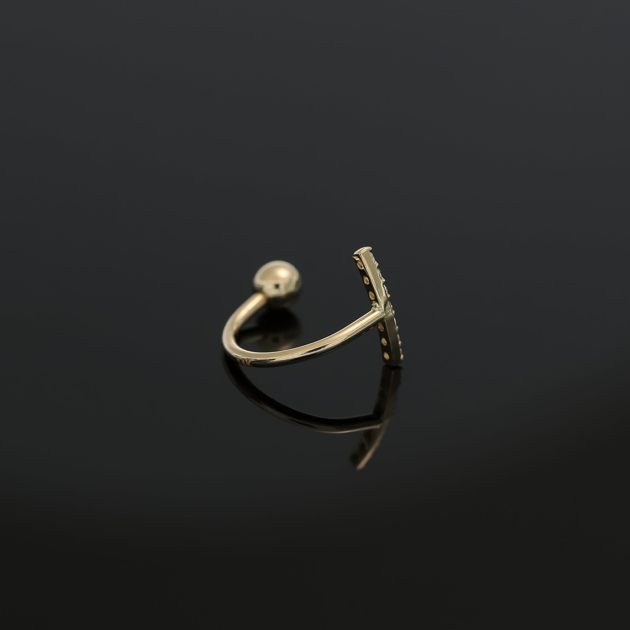 BEATTI Hoops Curved CZ Bar Screw Ball Back Open Huggie Hoop Curved CZ Bar Screw Ball Back Open Huggie Hoop