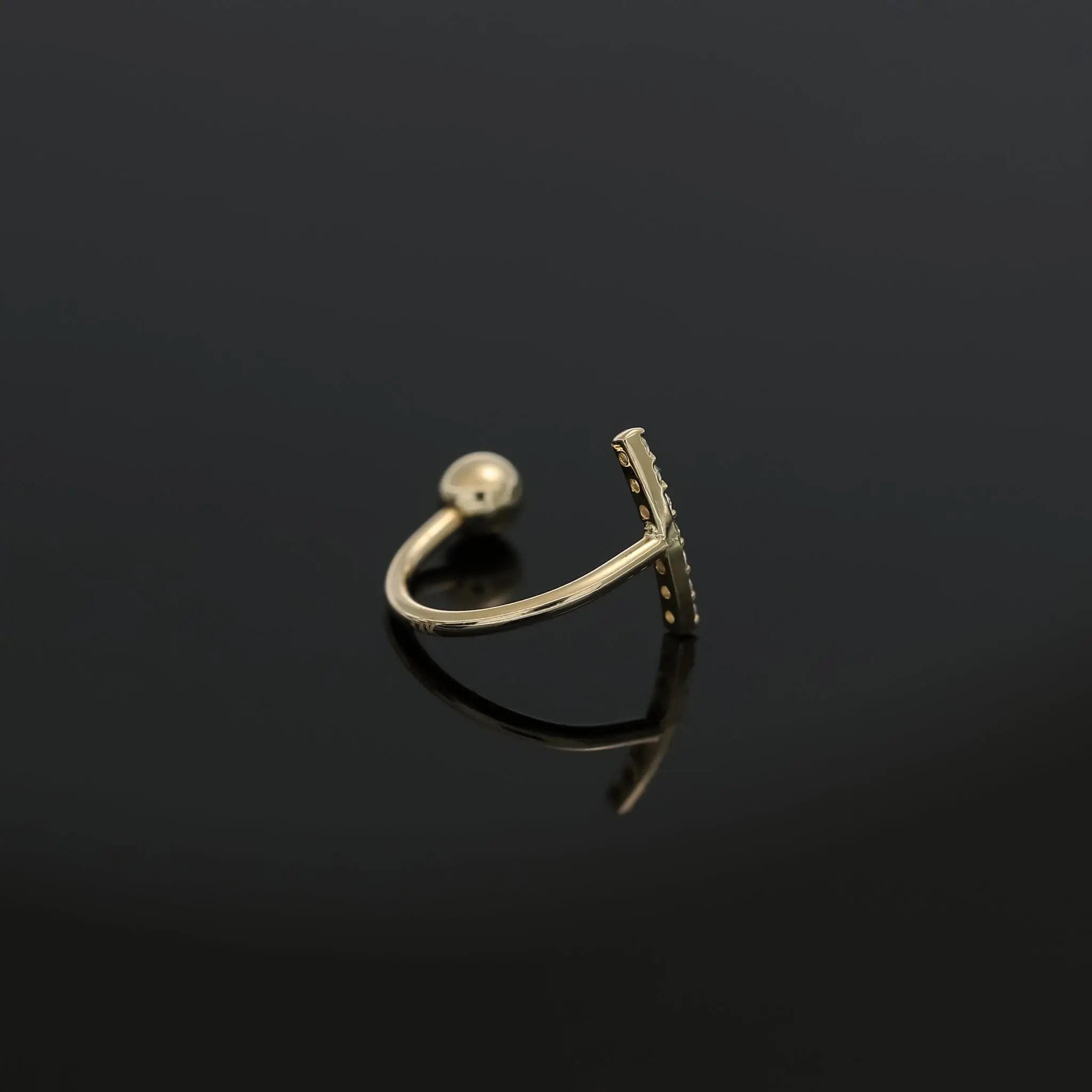 BEATTI Hoops Curved CZ Bar Screw Ball Back Open Huggie Hoop Curved CZ Bar Screw Ball Back Open Huggie Hoop