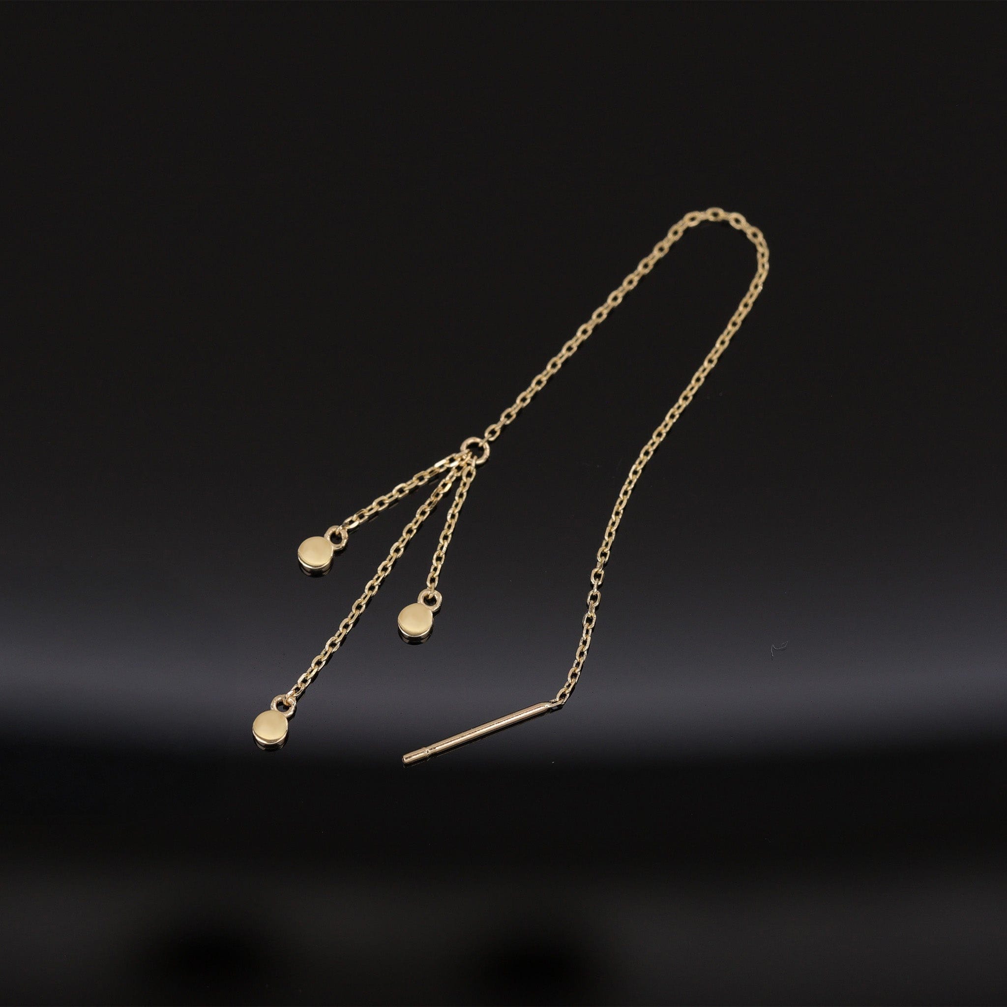 BEATTI Hoops Gold / Single JE13169 • 14K Gold Triple Chain Dangle Threader JE13169 JE13169 • 14K Gold Triple Chain Dangle Threader