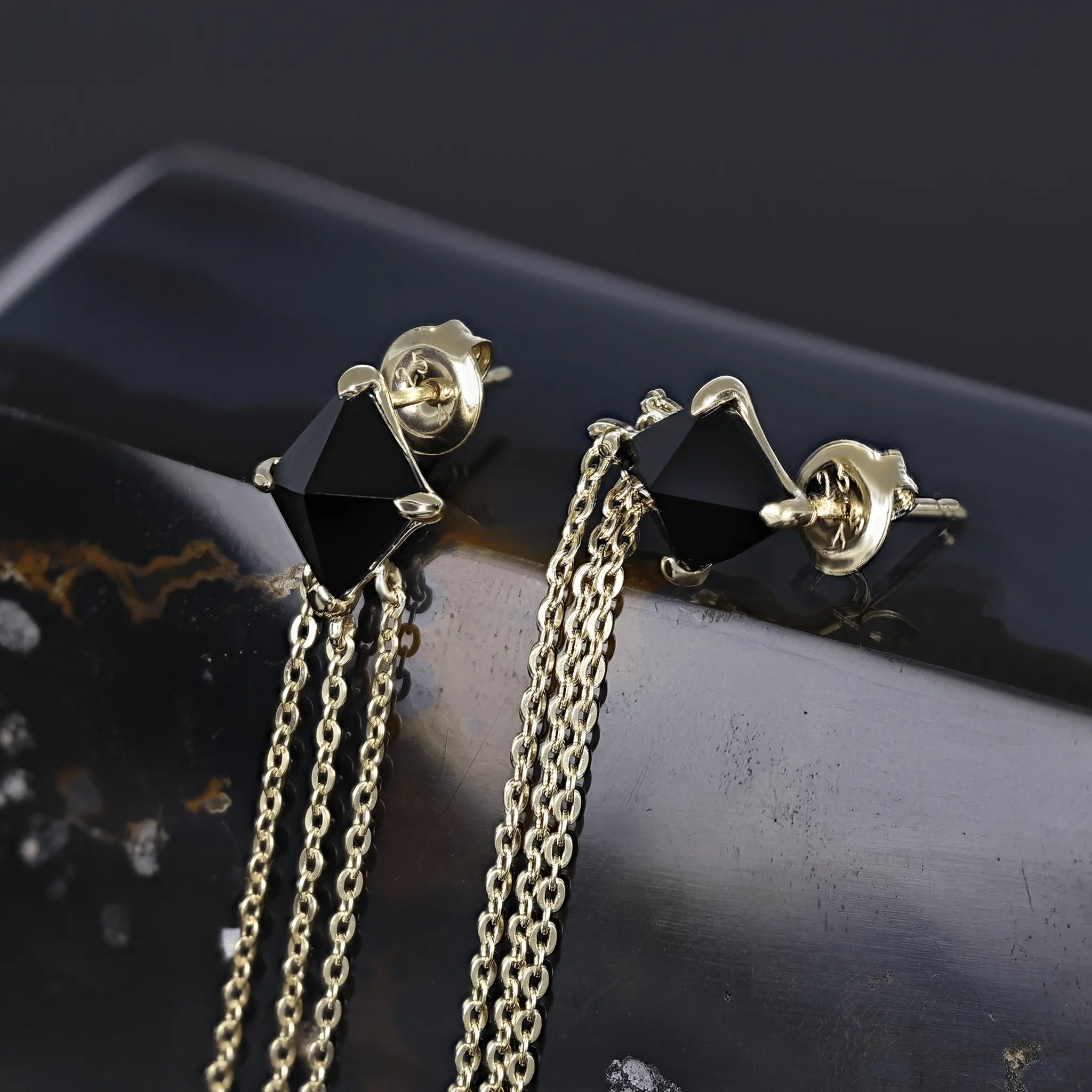 BEATTI Threadless Ends Palma • Black Onyx Tassel Earrings Palma • Black Onyx Tassel Earrings