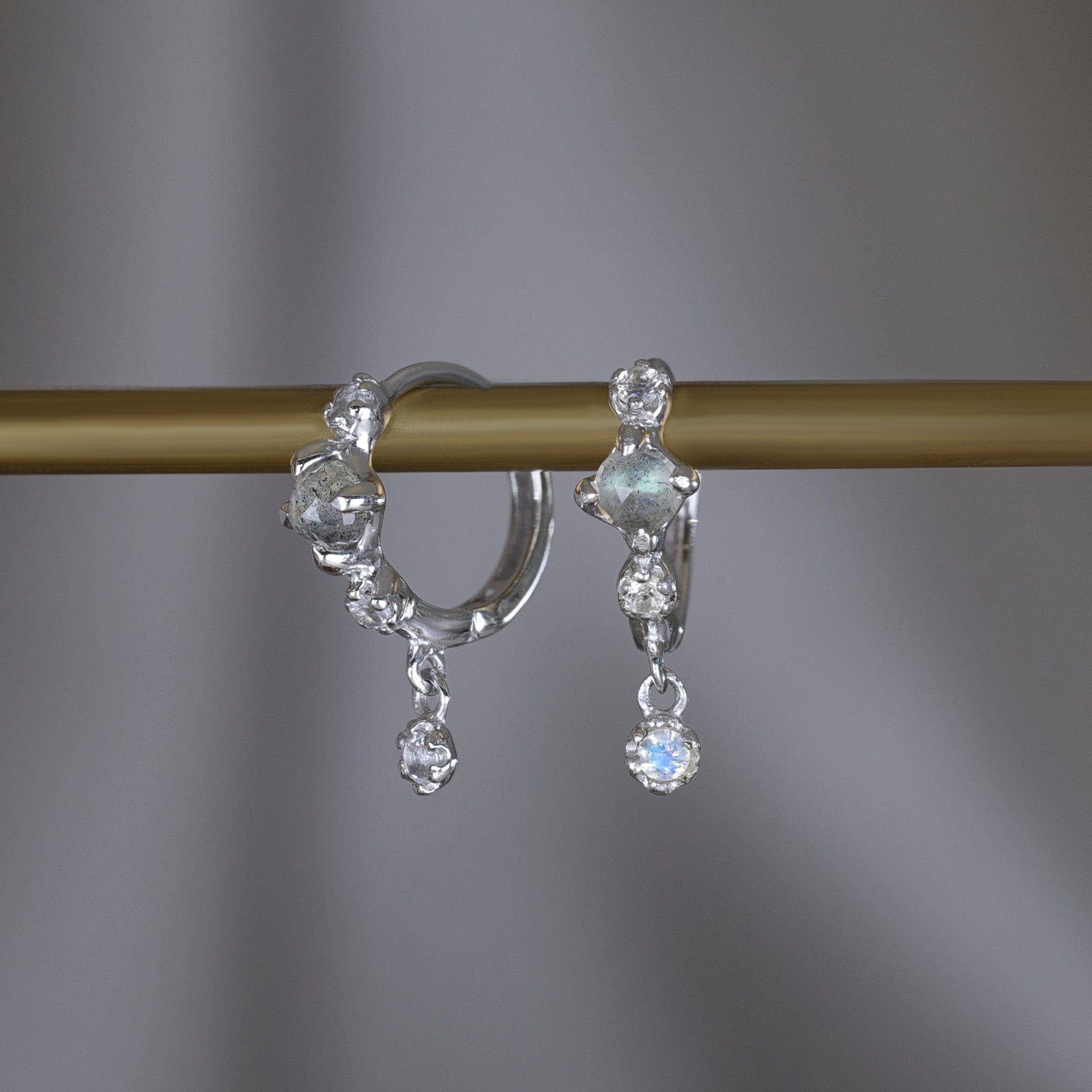 BEATTI Hoops Lucine • Dainty Genuine Labradorite Moonstone Hoop Earrings Lucine • Dainty Genuine Labradorite Moonstone Hoop Earrings