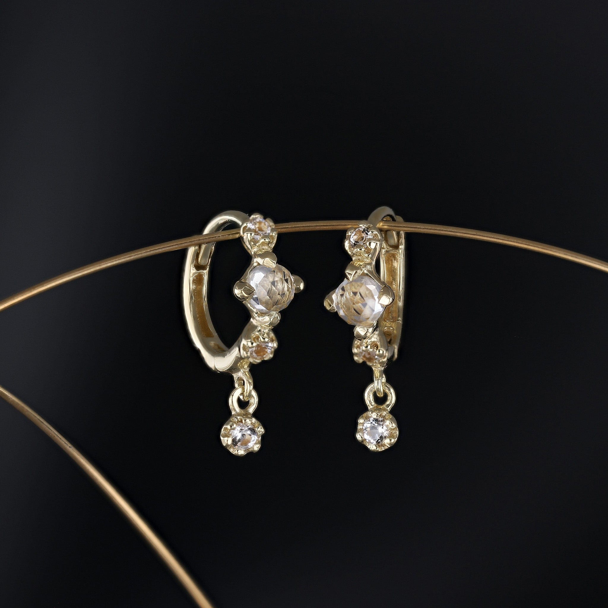 Lucine • Dainty Genuine Gemstone Hoop Earrings