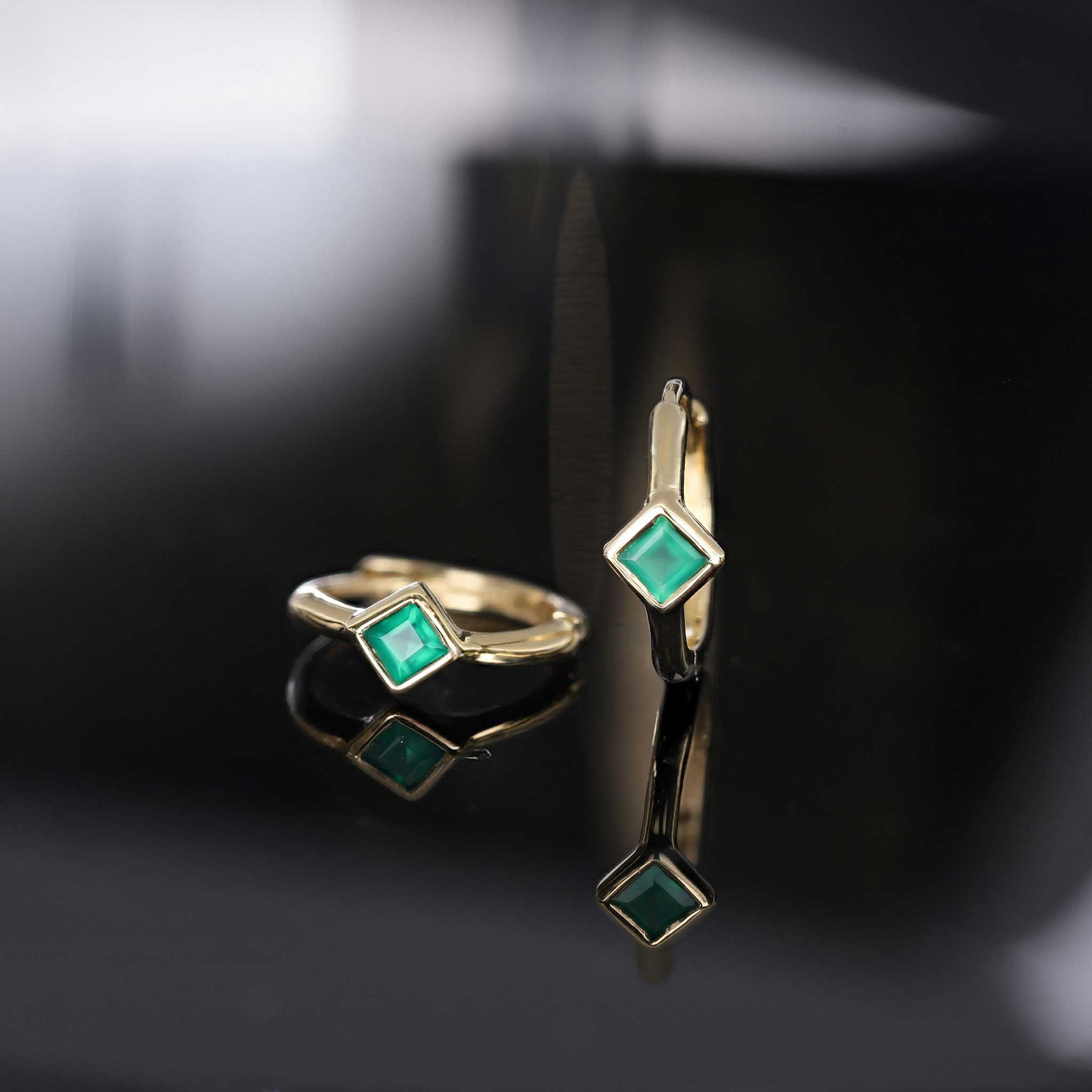 BEATTI Hoops Azra • Dainty Genuine Gemstone Hoop Earrings Azra • Dainty Genuine Gemstone Hoop Earrings