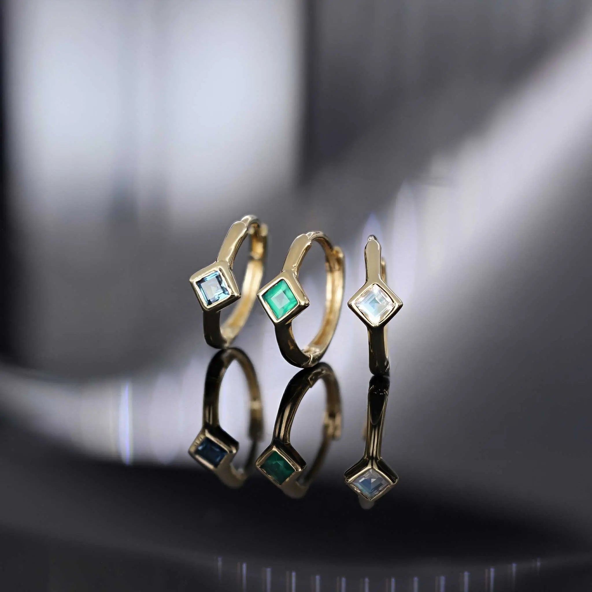 BEATTI Hoops Azra • Dainty Genuine Gemstone Hoop Earrings Azra • Dainty Genuine Gemstone Hoop Earrings