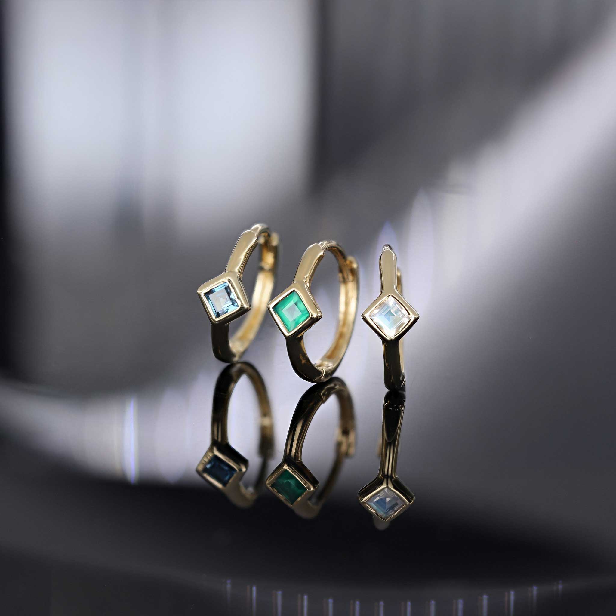 BEATTI Hoops Azra • Dainty Genuine Gemstone Hoop Earrings Azra • Dainty Genuine Gemstone Hoop Earrings