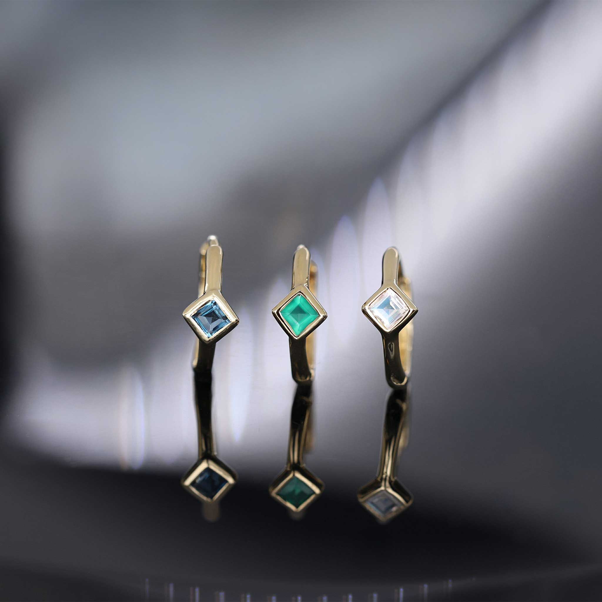 BEATTI Hoops Azra • Dainty Genuine Gemstone Hoop Earrings Azra • Dainty Genuine Gemstone Hoop Earrings