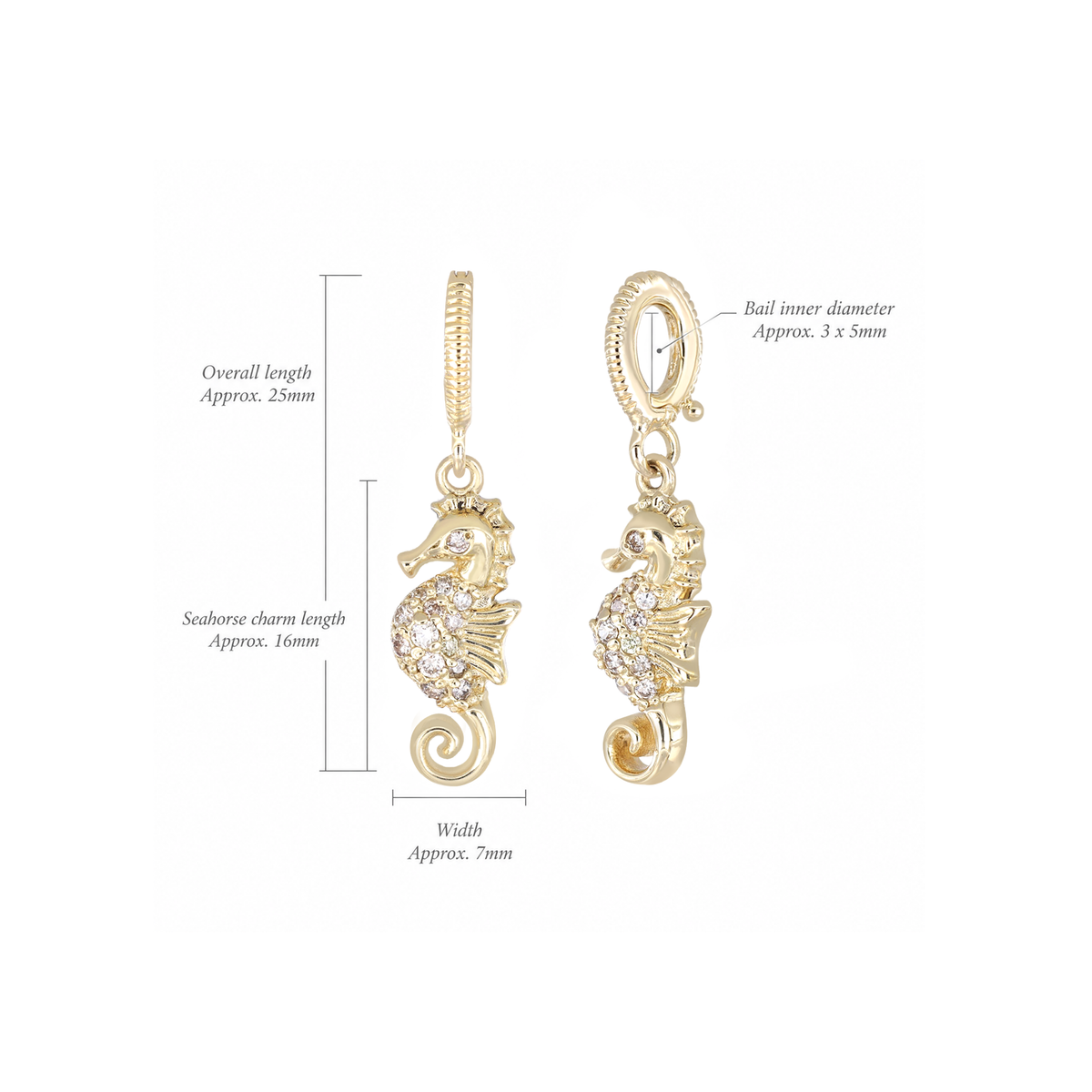 Champagne Diamond Seahorse Charm Pendant