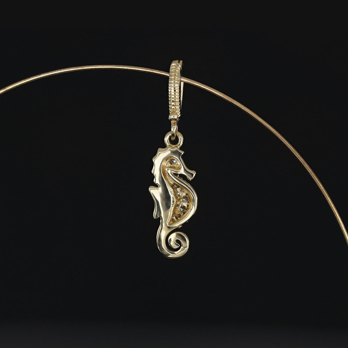Champagne Diamond Seahorse Charm Pendant