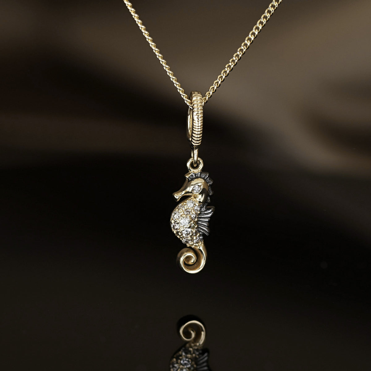 Champagne Diamond Seahorse Charm Pendant