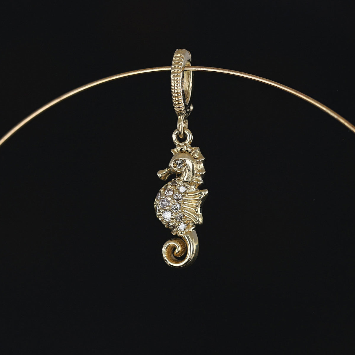Champagne Diamond Seahorse Charm Pendant