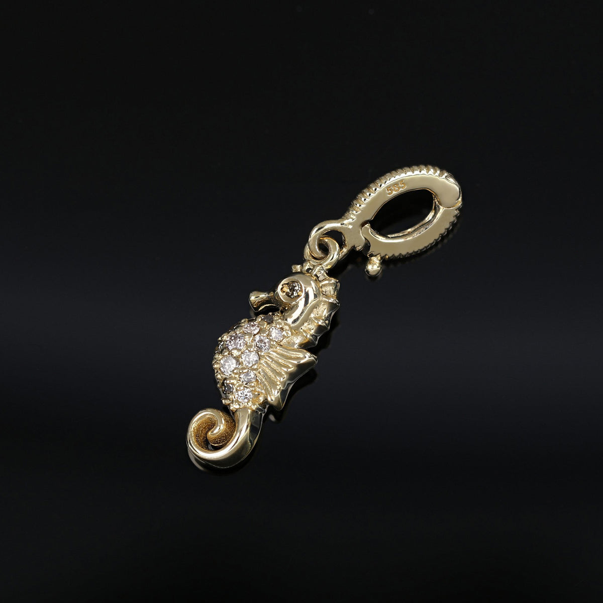 Champagne Diamond Seahorse Charm Pendant