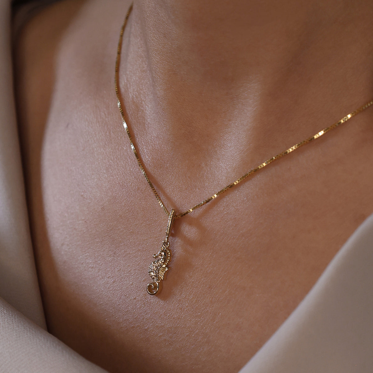 Champagne Diamond Seahorse Charm Pendant