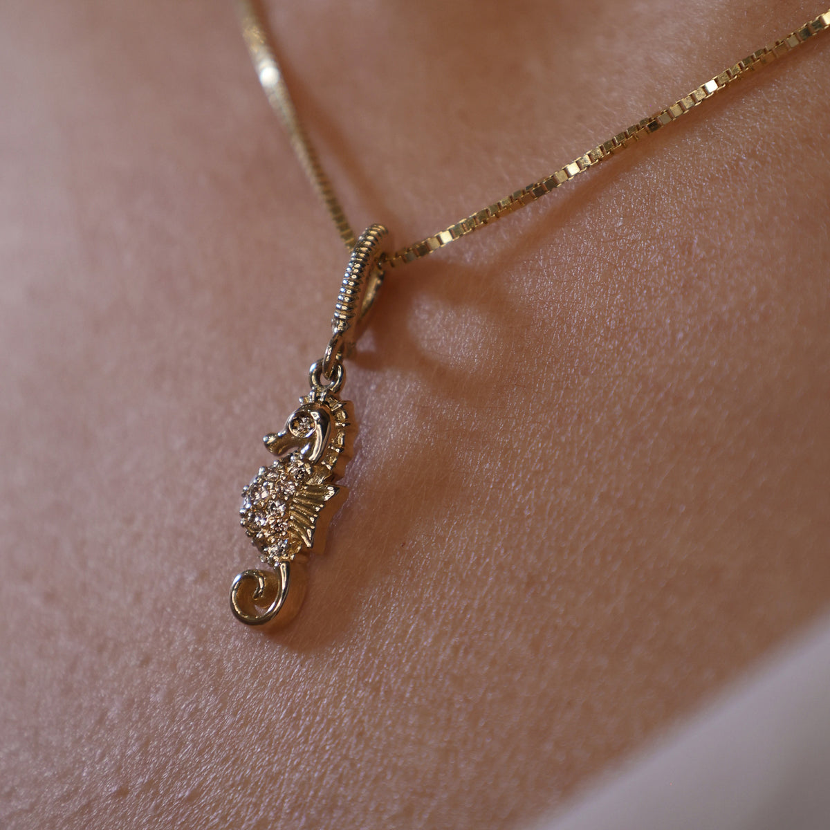 Champagne Diamond Seahorse Charm Pendant