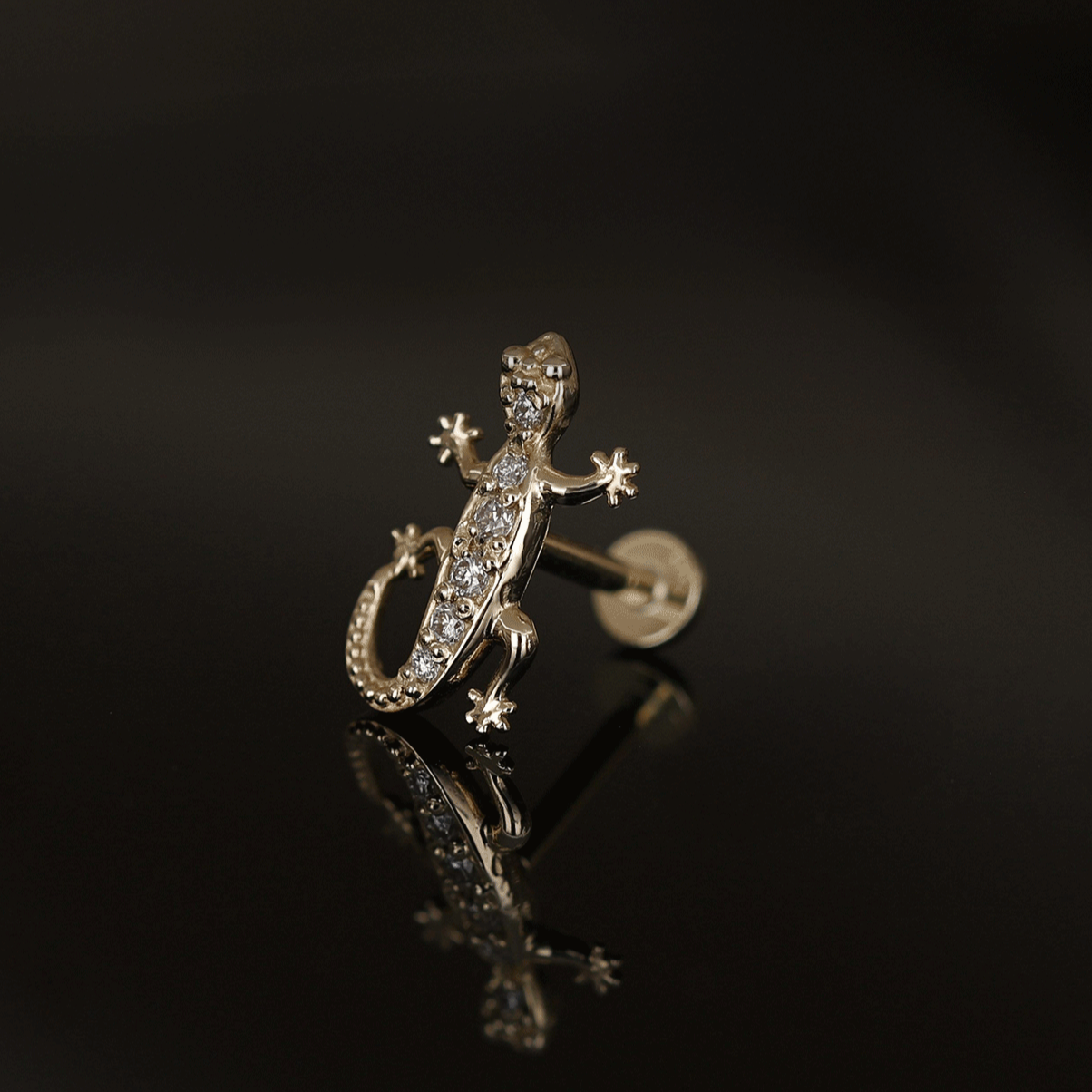 BEATTI Threadless Ends Eternal 14K Lizard Diamond Threadless Ends Eternal 14K Lizard Diamond Threadless Ends