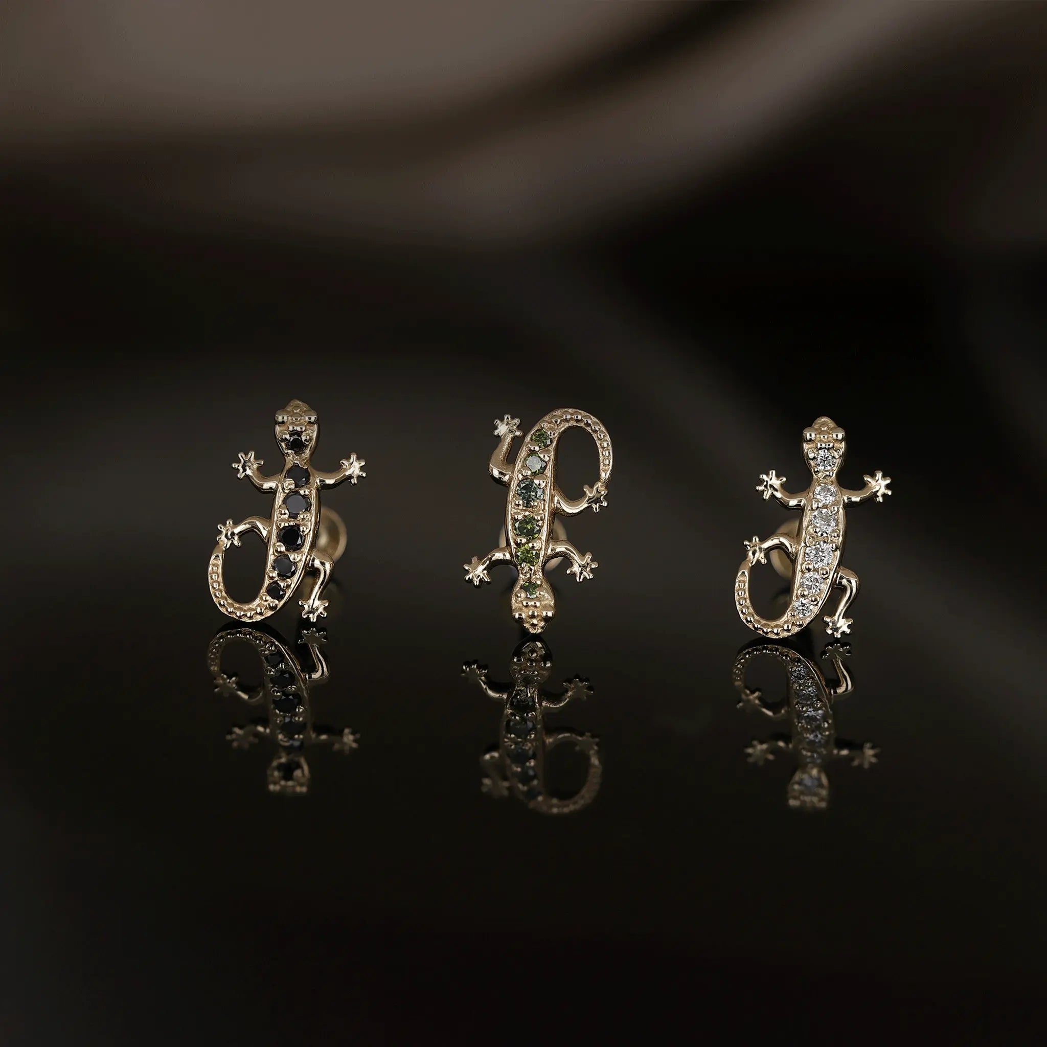 BEATTI Threadless Ends Eternal 14K Lizard Diamond Threadless Ends Eternal 14K Lizard Diamond Threadless Ends