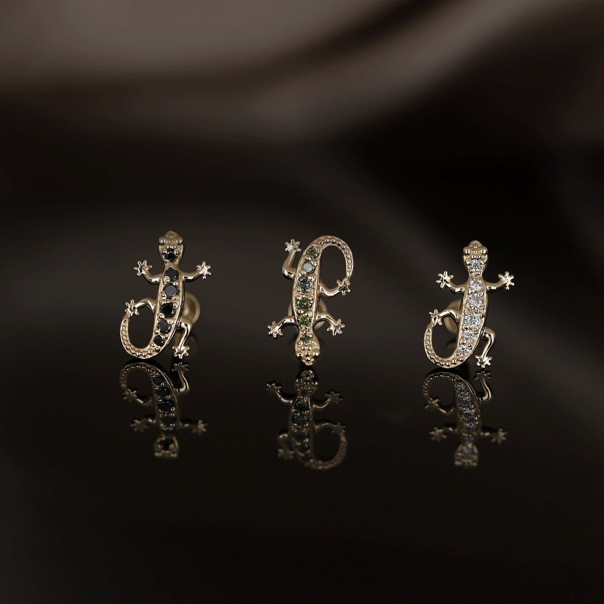 BEATTI Threadless Ends Eternal 14K Lizard Diamond Threadless Ends Eternal 14K Lizard Diamond Threadless Ends