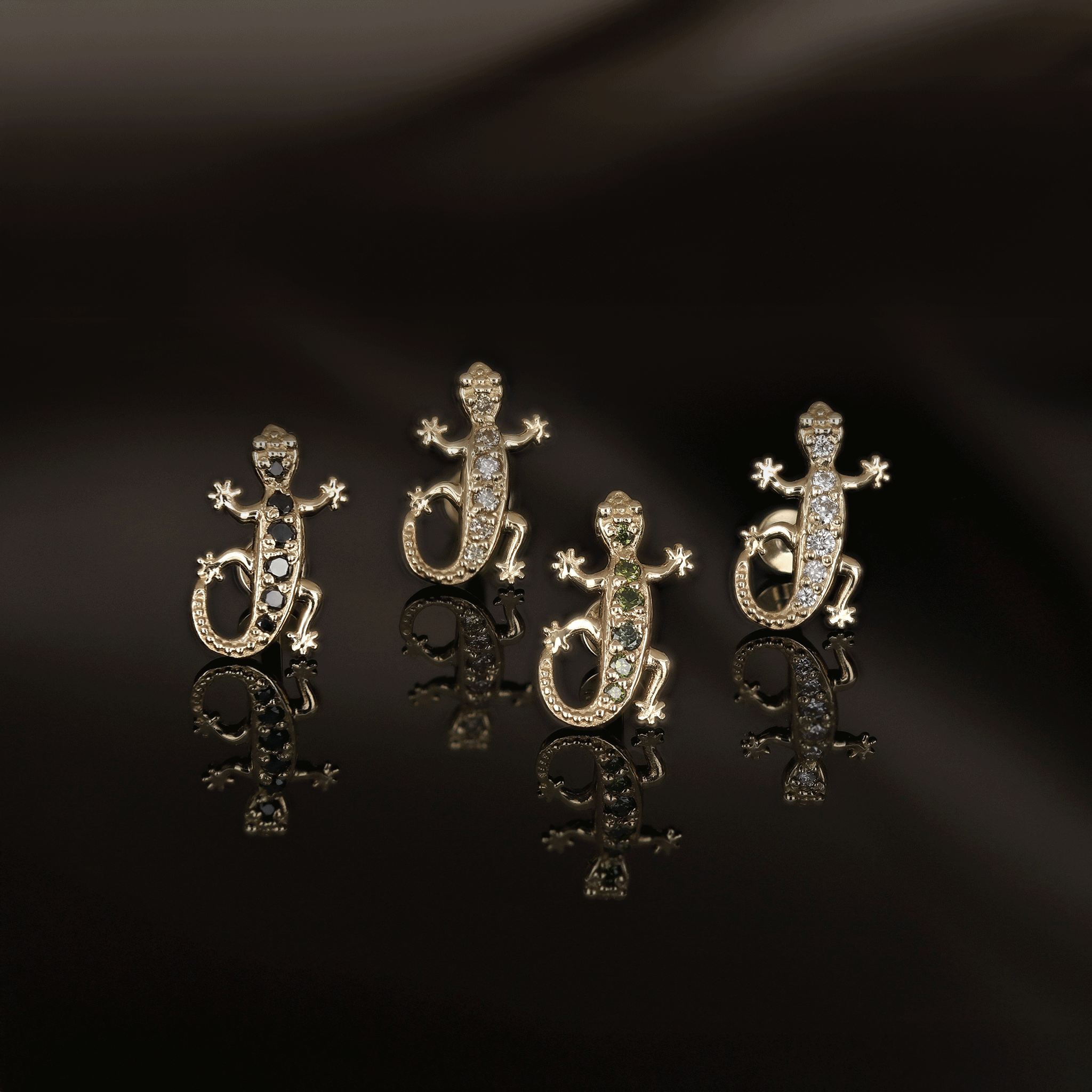 BEATTI Threadless Ends Eternal 14K Lizard Diamond Threadless Ends Eternal 14K Lizard Diamond Threadless Ends