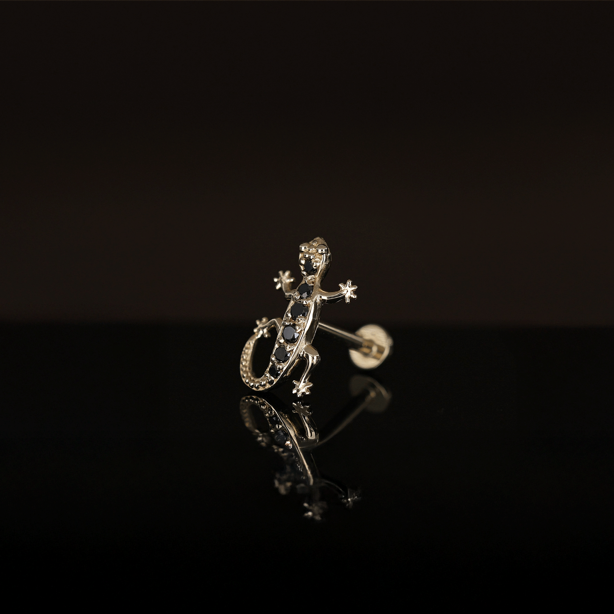 BEATTI Threadless Ends Eternal 14K Lizard Diamond Threadless Ends Eternal 14K Lizard Diamond Threadless Ends