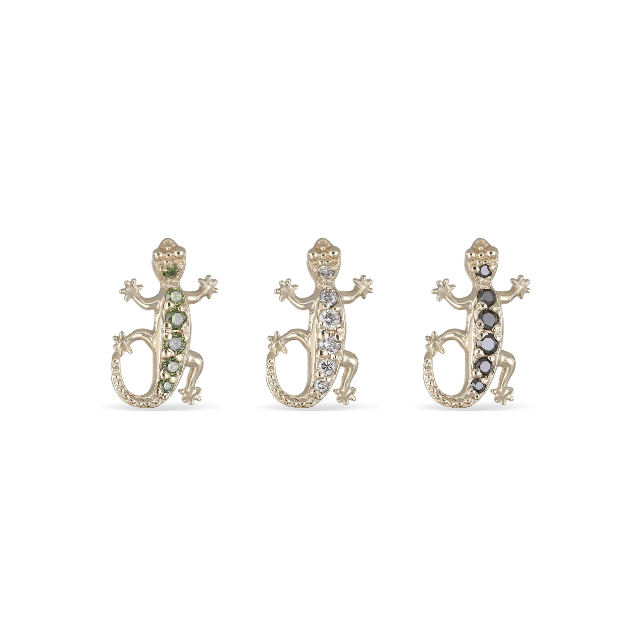 BEATTI Threadless Ends Diamond-Set Lizard Internally threaded Diamond-Set Lizard Internally threaded