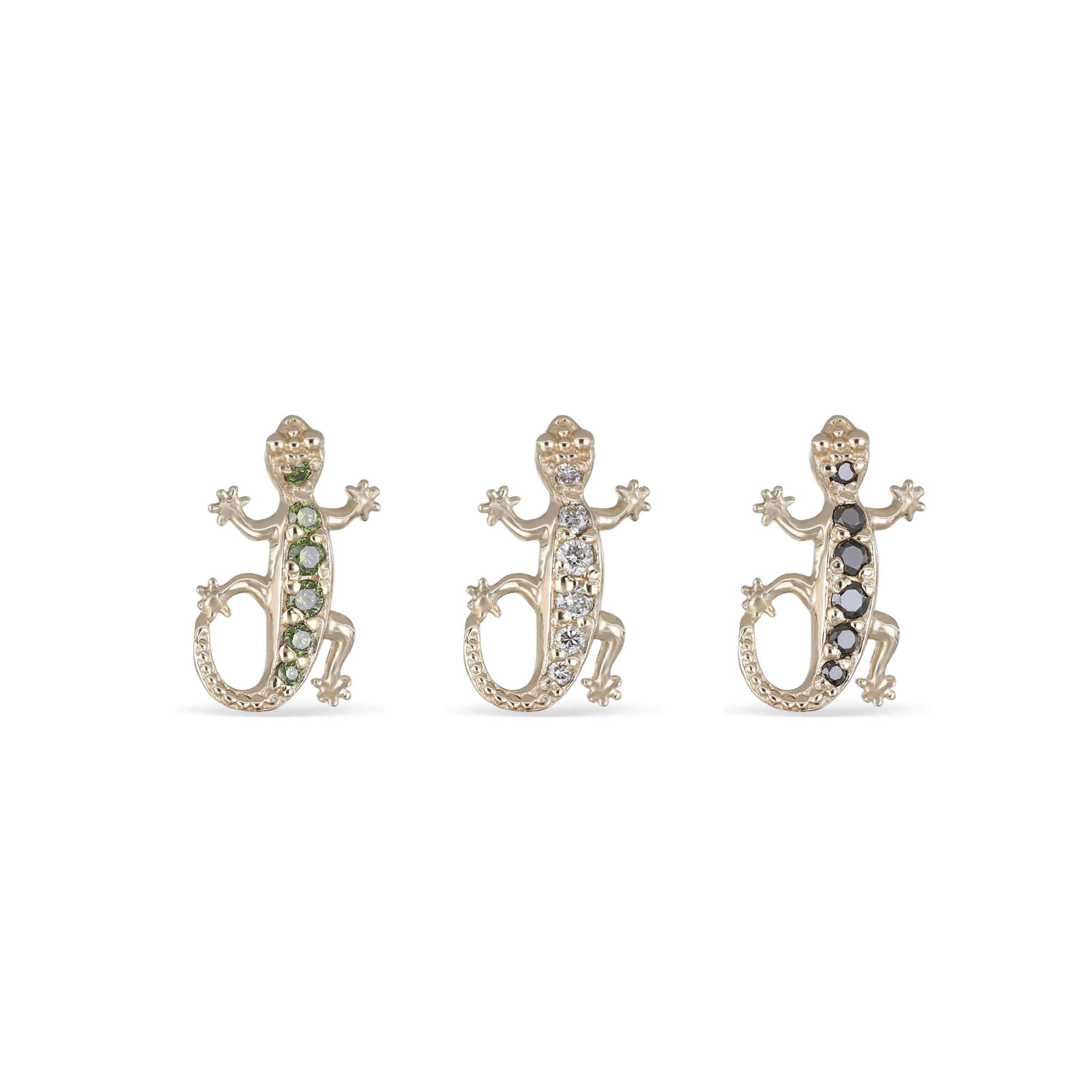 BEATTI Threadless Ends Diamond-Set Lizard Internally threaded Diamond-Set Lizard Internally threaded
