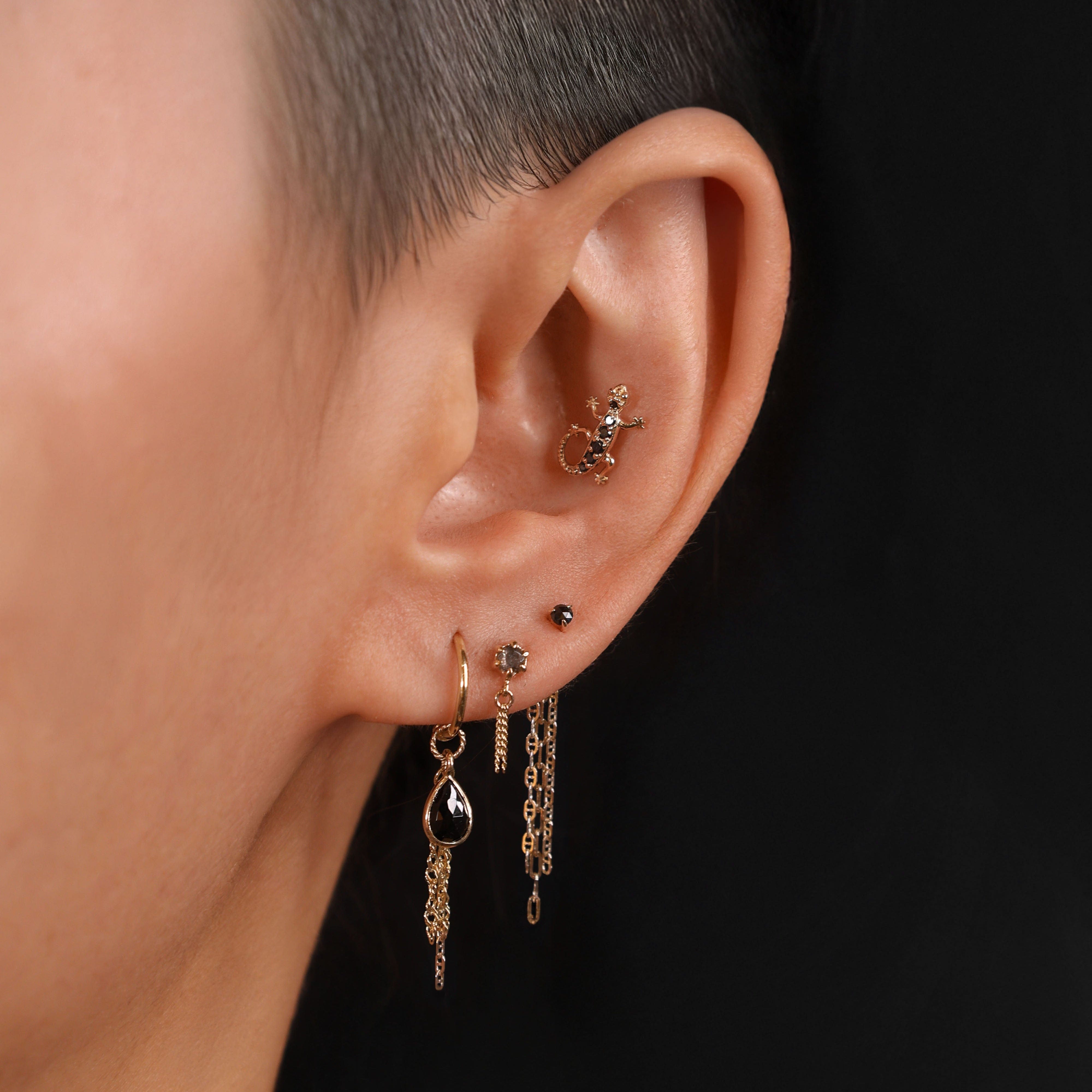 BEATTI Threadless Ends Diamond-Set Lizard Internally threaded Diamond-Set Lizard Internally threaded