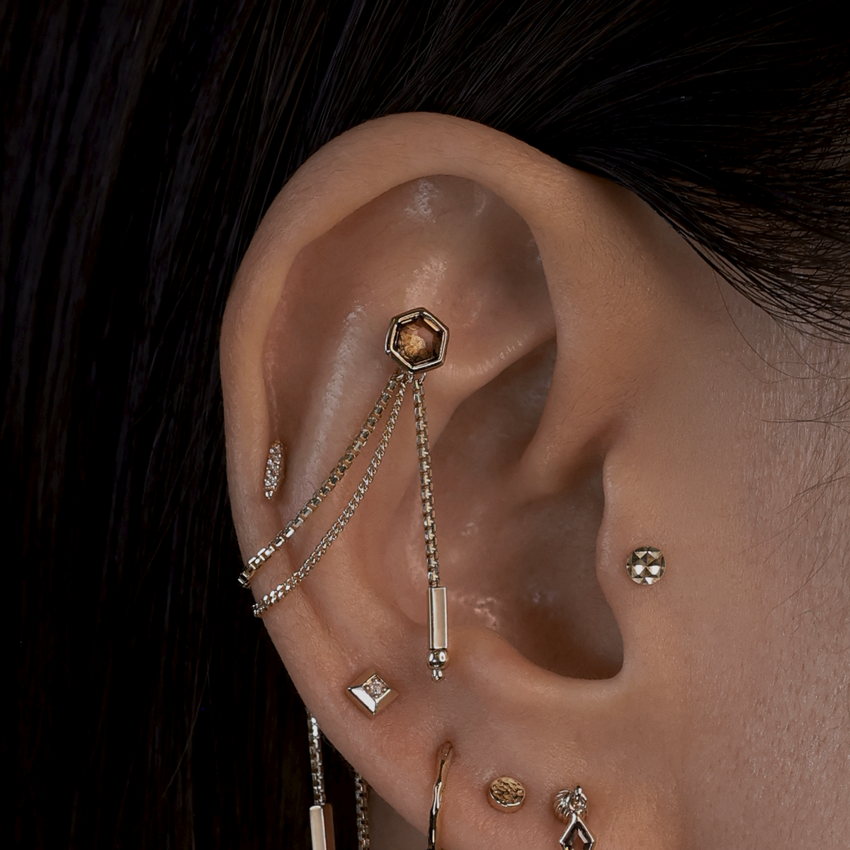 Parallel • 14K Gold Double Chain Attachement