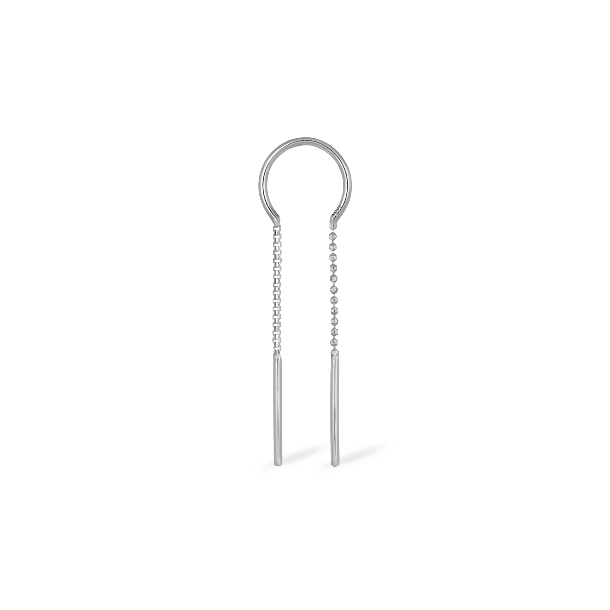 BEATTI Hoops White Gold / Single Dual Chain Hoop Threader MJH013 Dual Chain Hoop Threader