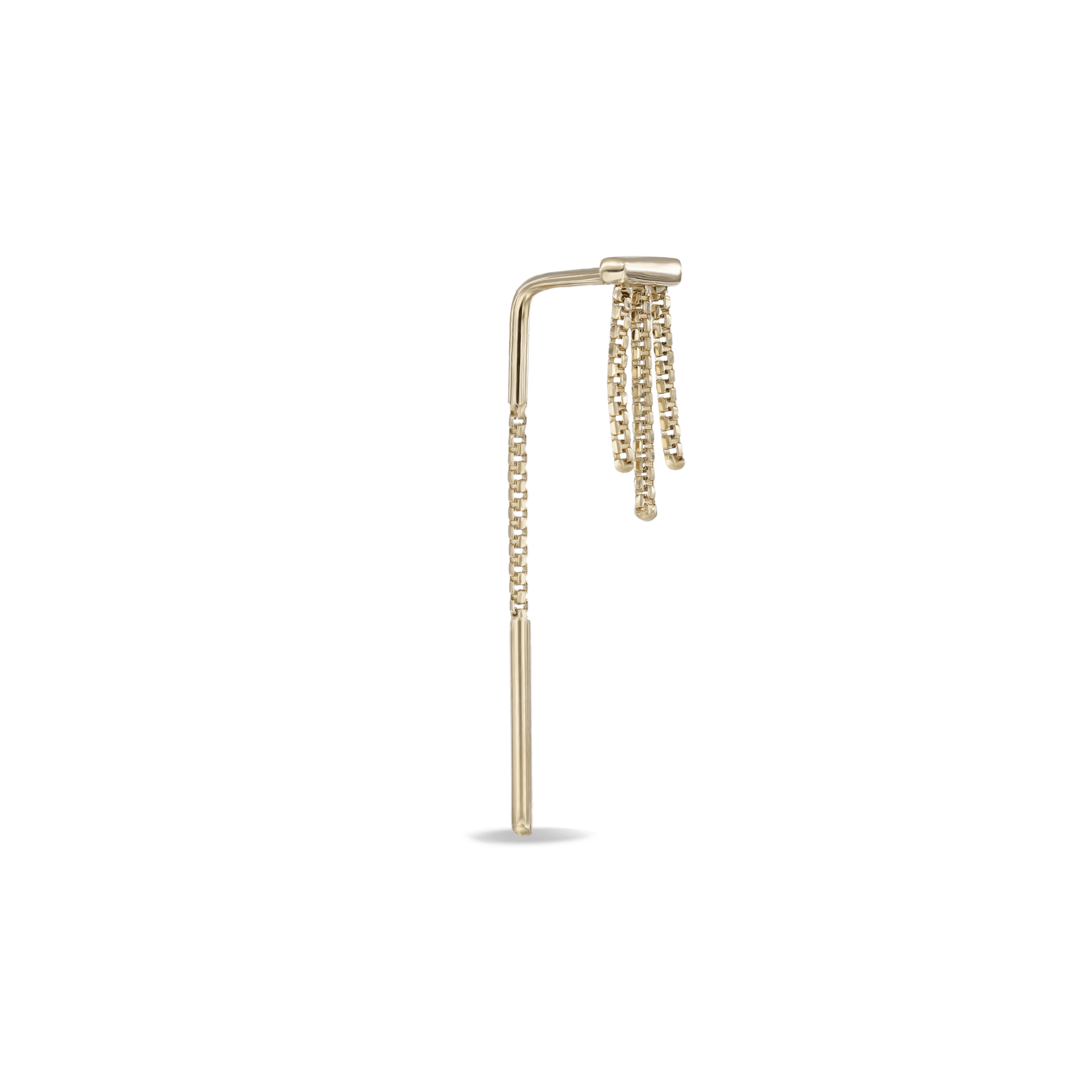 BEATTI Hoops Gold / Single Cascade Arc Threader • Triple BrillCut Box Chains MJH050 Cascade Arc Threader • Triple BrillCut Box Chains