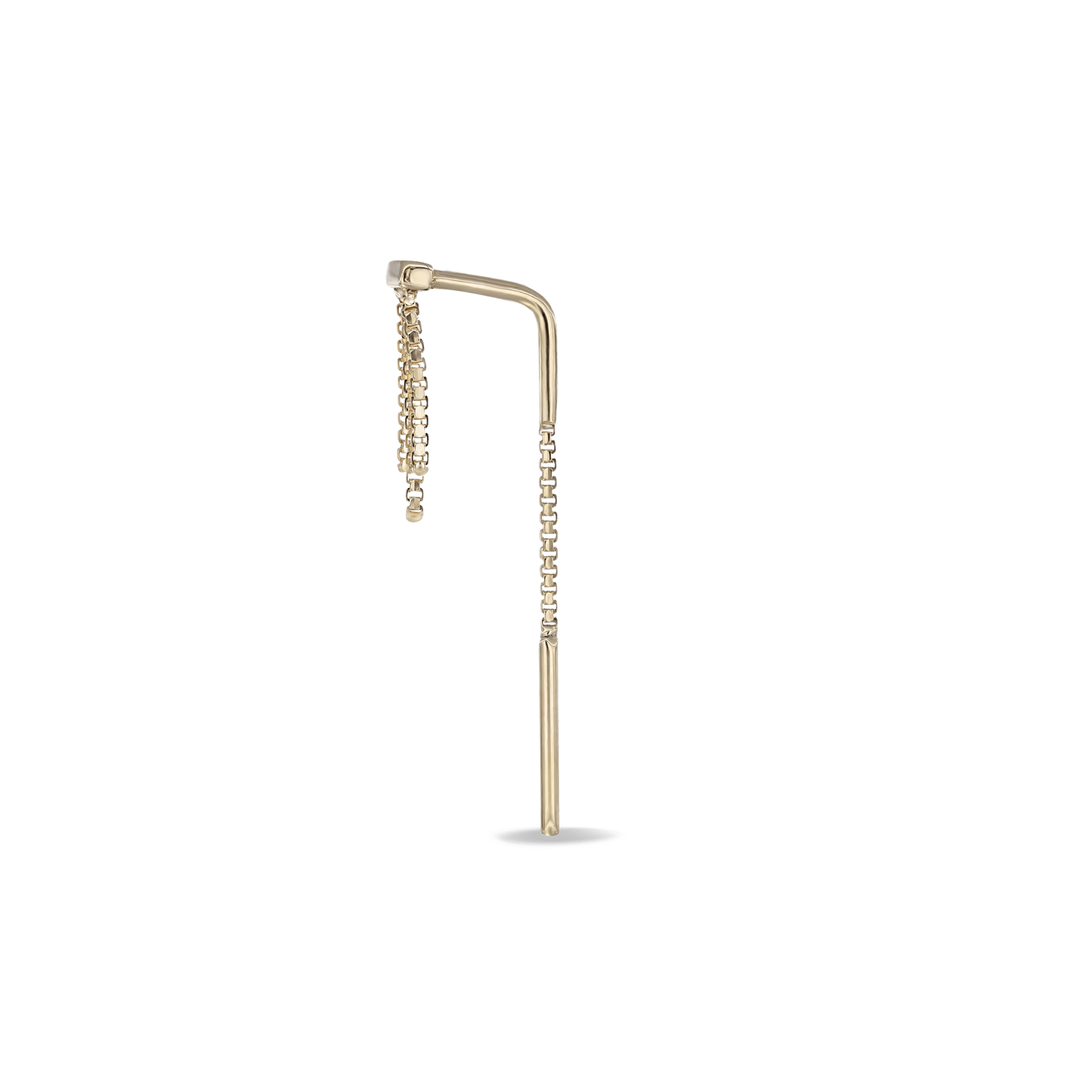 BEATTI Hoops Cascade Arc Threader • Triple BrillCut Box Chains Cascade Arc Threader • Triple BrillCut Box Chains