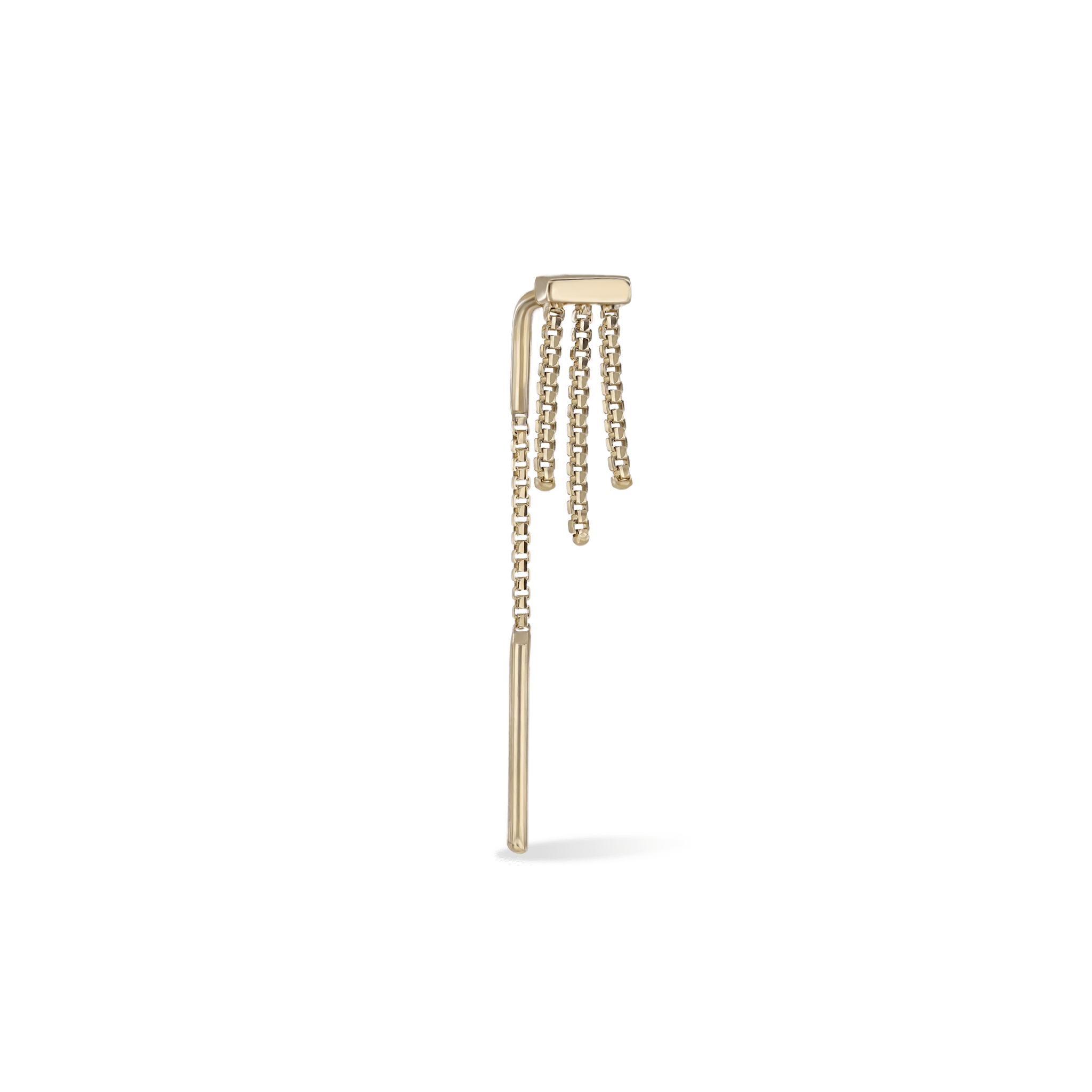 BEATTI Hoops Cascade Arc Threader • Triple BrillCut Box Chains Cascade Arc Threader • Triple BrillCut Box Chains