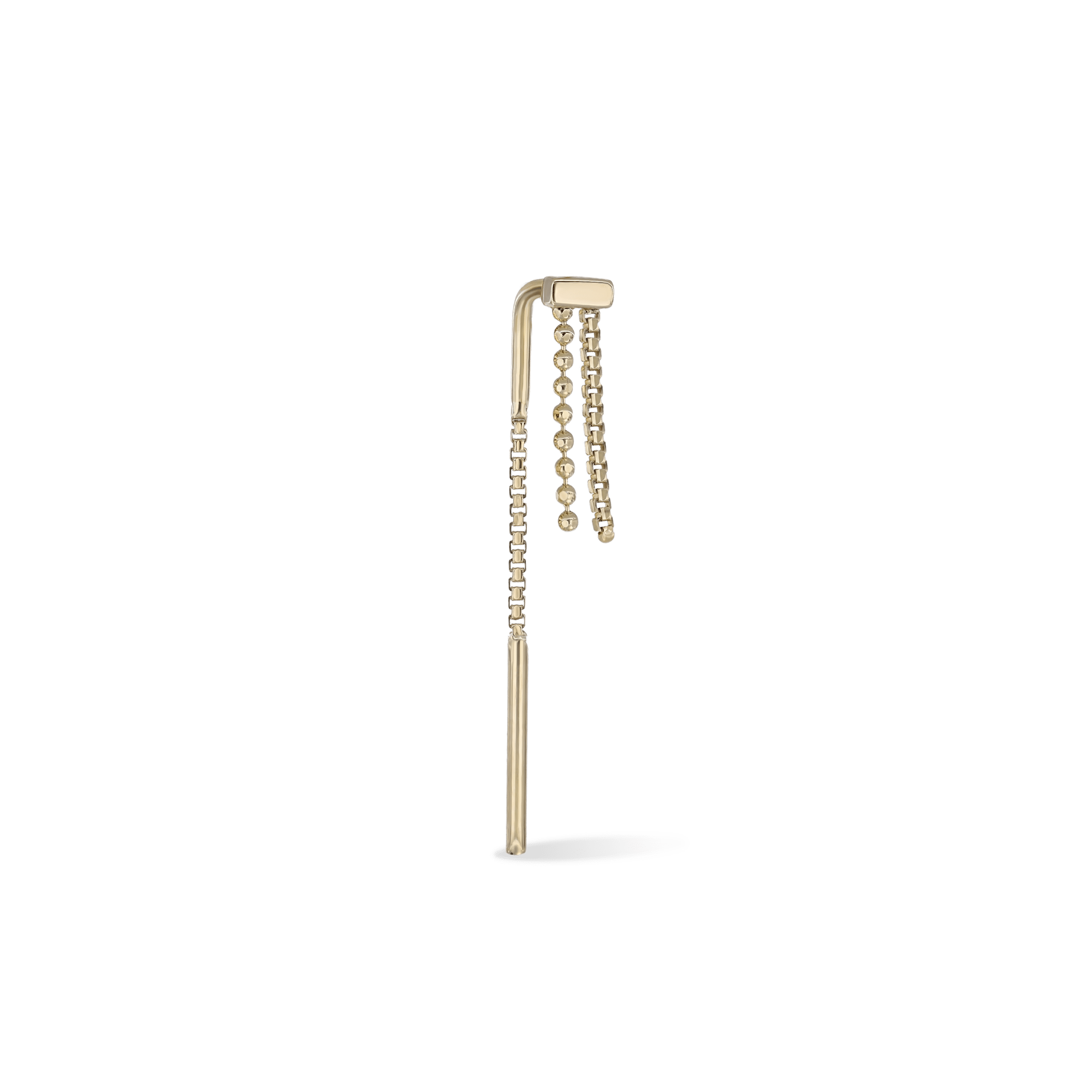 BEATTI Hoops Gold / Single Cascade Arc Threader • Brillcut Box + Ball Chain MJH052 Cascade Arc Threader • Brillcut Box + Ball Chain