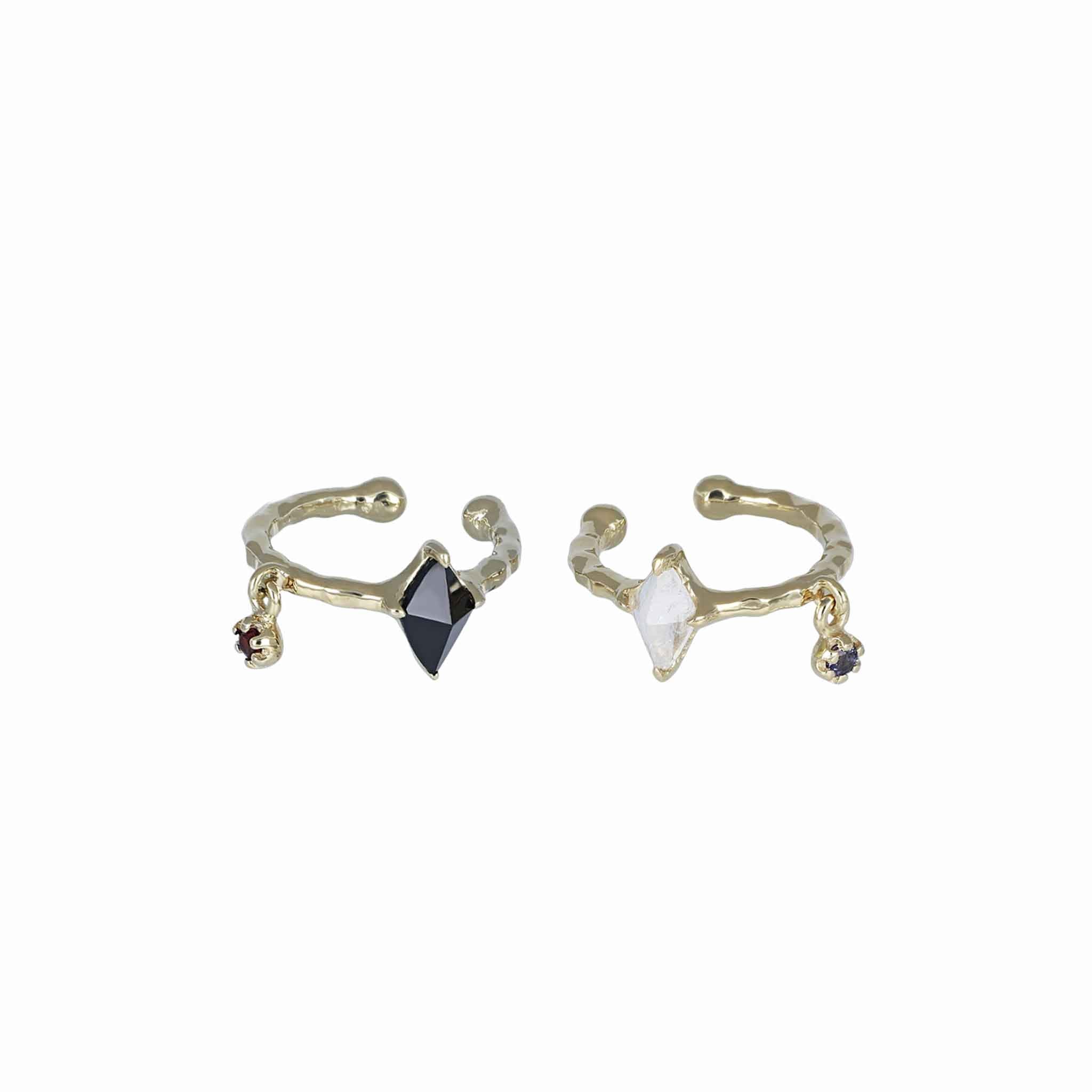 BEATTI Hoops Sample Sale • Rhombus Gemstones Earcuff YG SS25 Sample Sale • Rhombus Gemstones Earcuff YG SS25