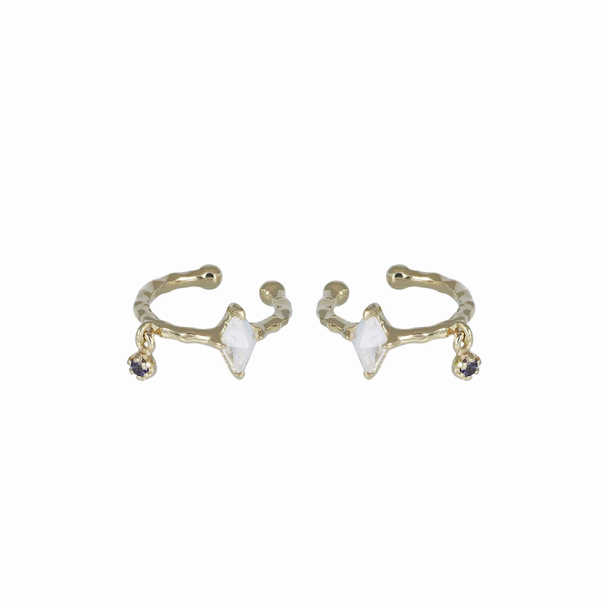 BEATTI Hoops Sample Sale • Rhombus Gemstones Earcuff YG SS25 Sample Sale • Rhombus Gemstones Earcuff YG SS25
