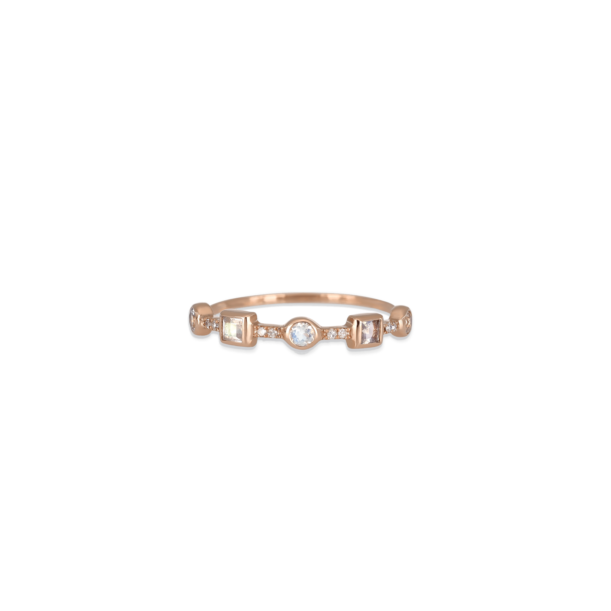 BEATTI Ring Rose Gold / 5.5 Sample Sale • 14K Rose Gold Diamond Moonstone Ring RG SS25 SS25 RI 002 RG Sample Sale • 14K Rose Gold Diamond Moonstone Ring RG SS25