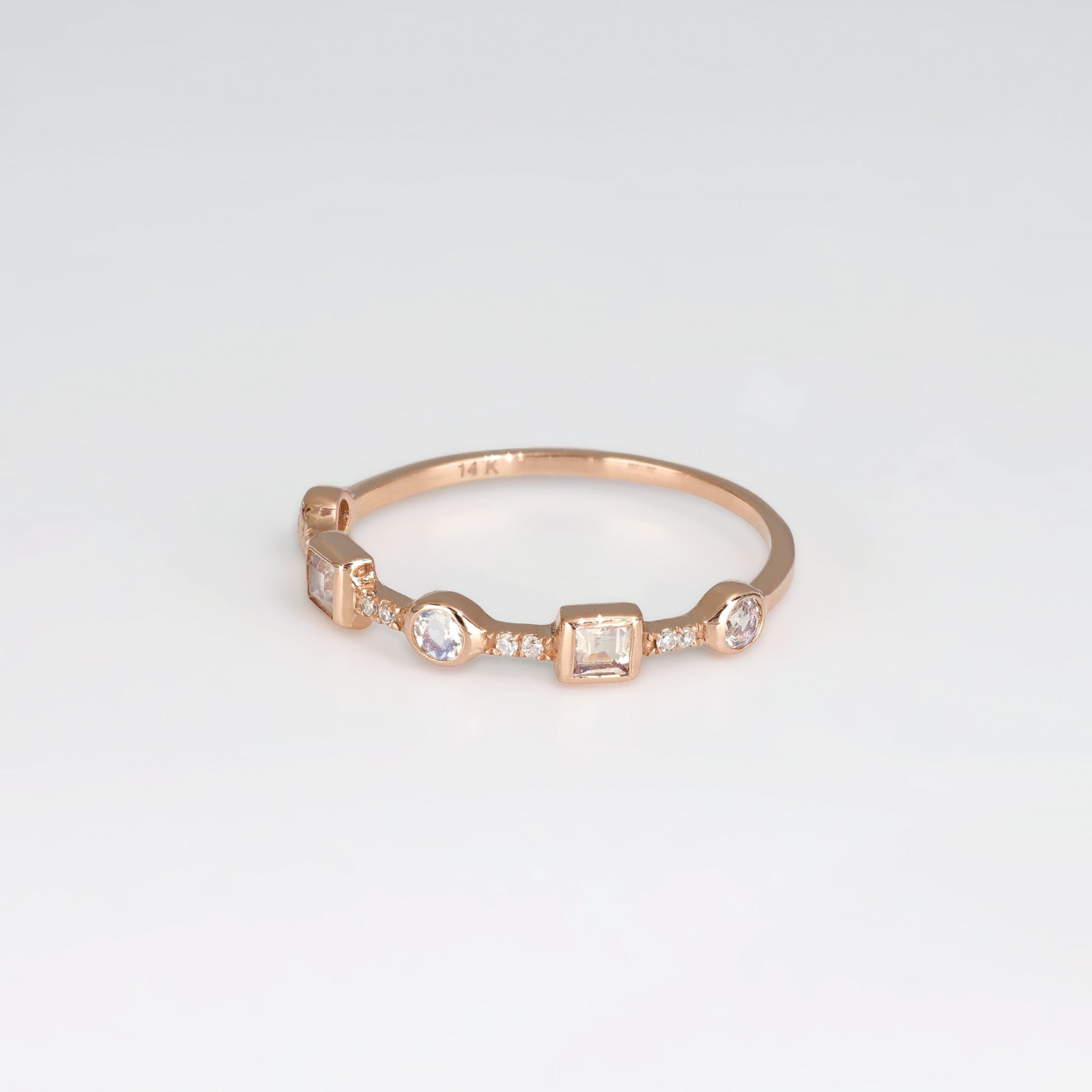 BEATTI Ring Rose Gold / 5.5 Sample Sale • 14K Rose Gold Diamond Moonstone Ring RG SS25 SS25 RI 002 RG Sample Sale • 14K Rose Gold Diamond Moonstone Ring RG SS25