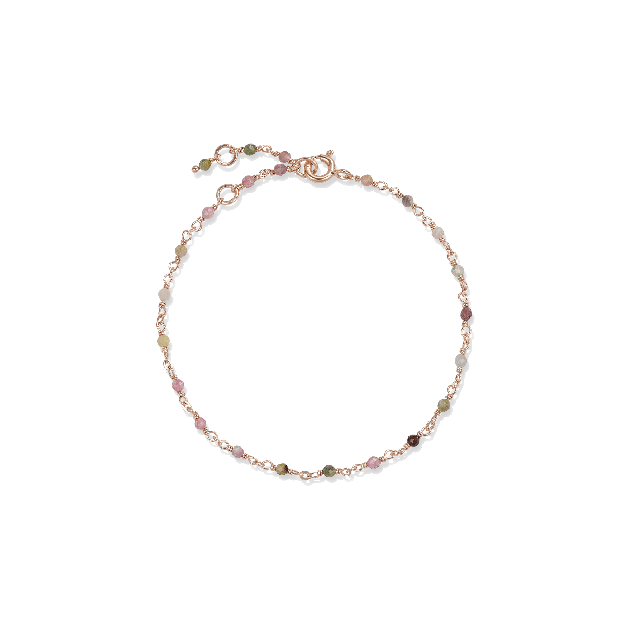 BEATTI Bracelet Rose Gold / Multi Color Tourmalines Sample Sale • Multi Tourmaline Beads Bracelet RG SS25 SS25 BR 001 SV RG Sample Sale • Multi Tourmaline Beads Bracelet RG SS25