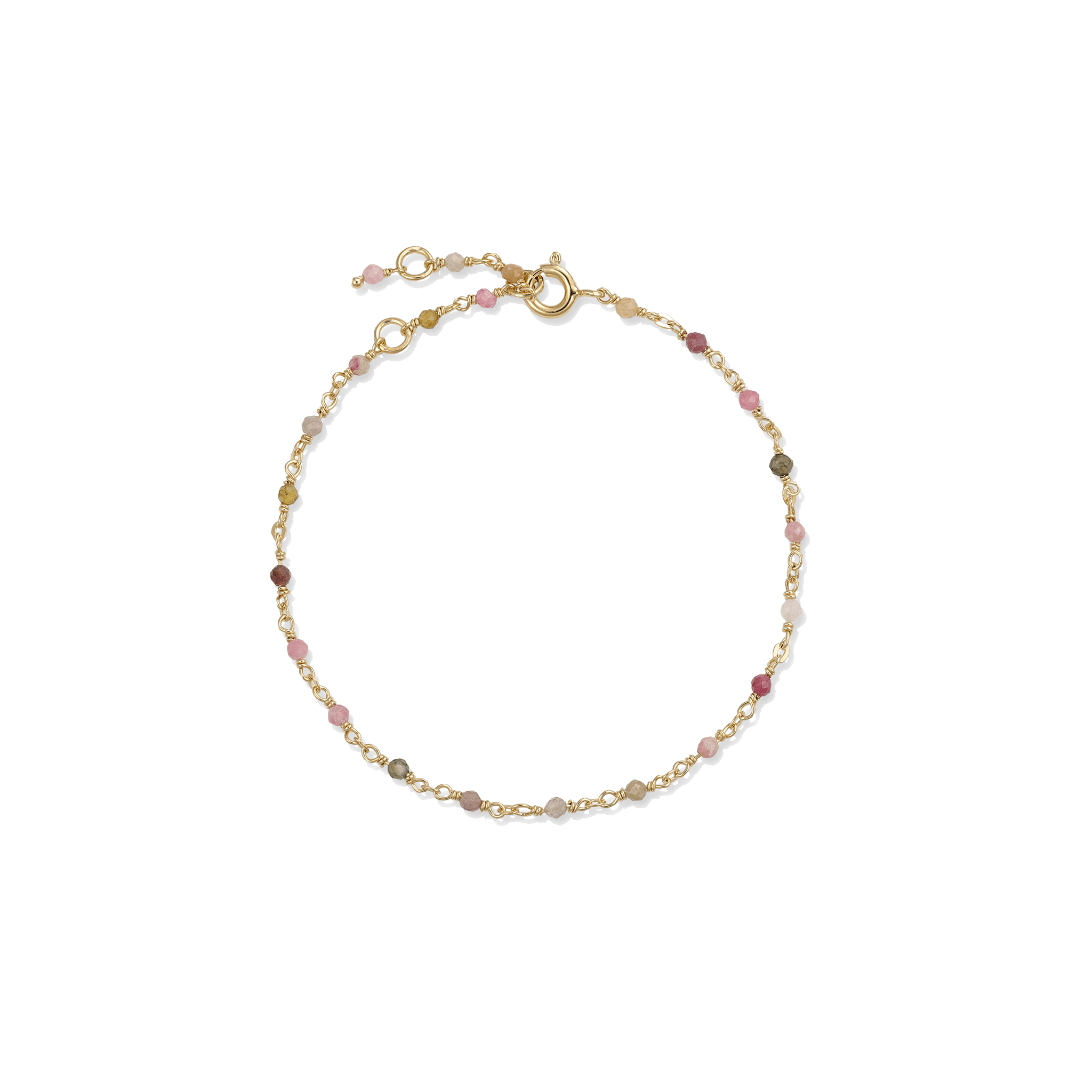 BEATTI Bracelet Gold / Multi Color Tourmalines Sample Sale • Tiny Multi Color Tourmalines Bracelet YG SS25 SS25 BR 001 SV YG Sample Sale • Tiny Multi Color Tourmalines Bracelet YG SS25
