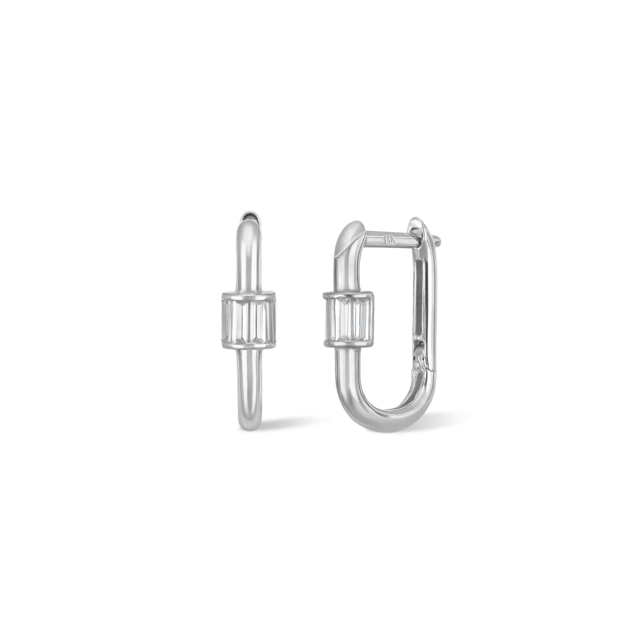 BEATTI Hoops White Gold / Pair Modern Baguette-Cut CZ U-Hoop OT401564 Modern Baguette-Cut CZ U-Hoop