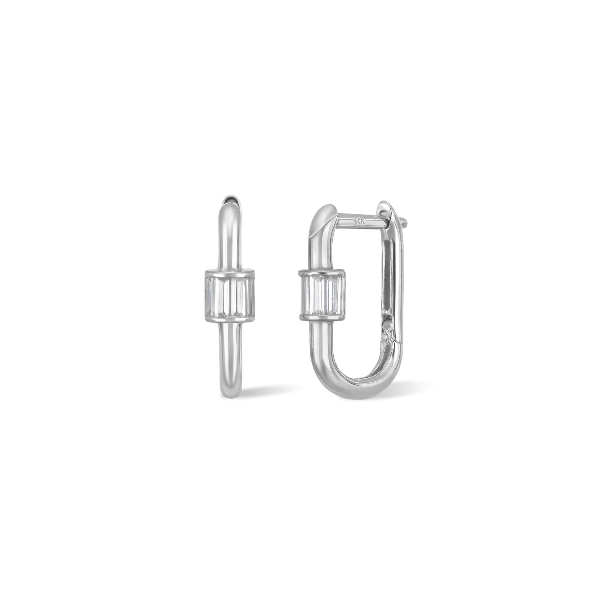 BEATTI Hoops White Gold / Pair Modern Baguette-Cut CZ U-Hoop OT401564 Modern Baguette-Cut CZ U-Hoop