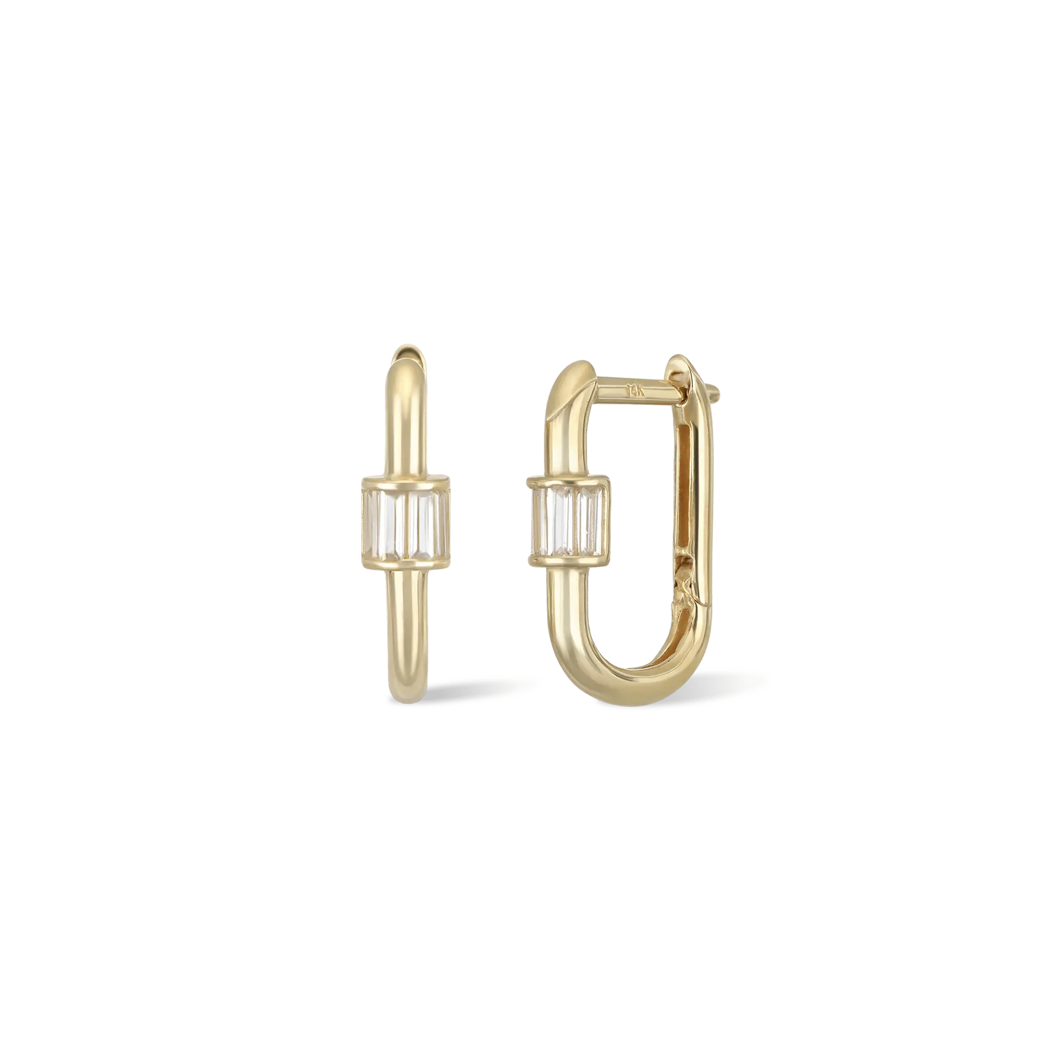 BEATTI Hoops Gold / Pair Modern Baguette-Cut CZ U-Hoop OT401564 Modern Baguette-Cut CZ U-Hoop