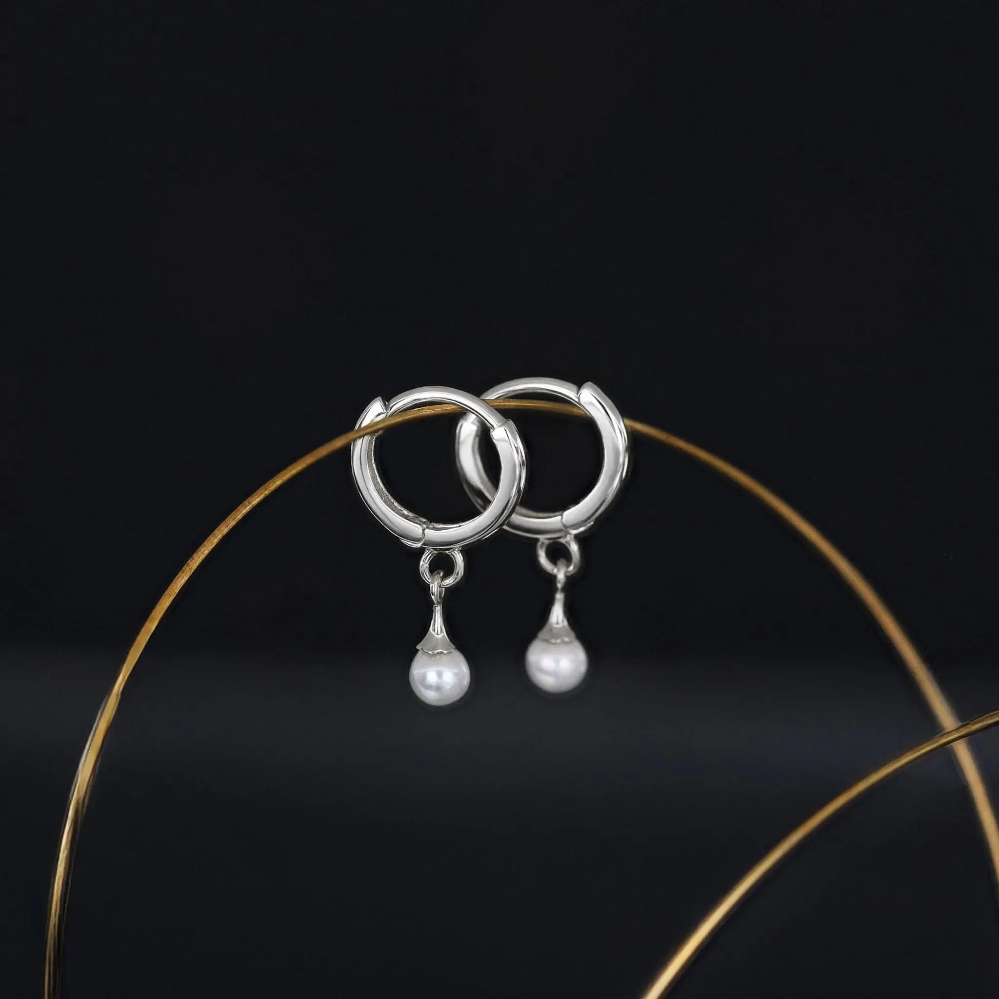 BEATTI Charms Petite Pearl Drop Huggies Petite Pearl Drop Huggies