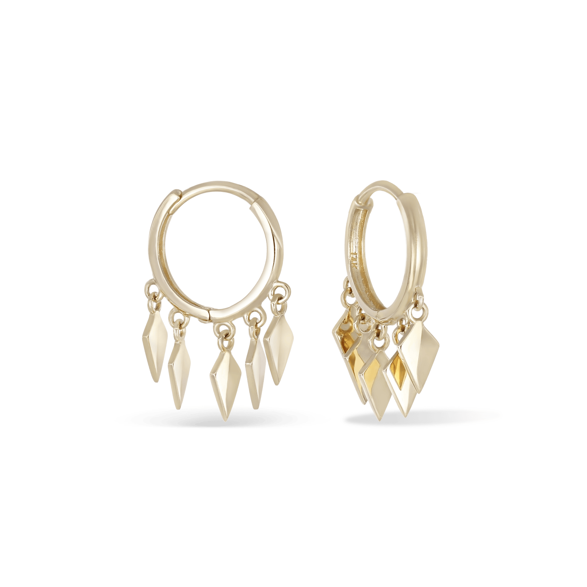 BEATTI Ring Gold / Pair Golden Diamond Fringe Dangle Hoops OT402778 Golden Diamond Fringe Dangle Hoops