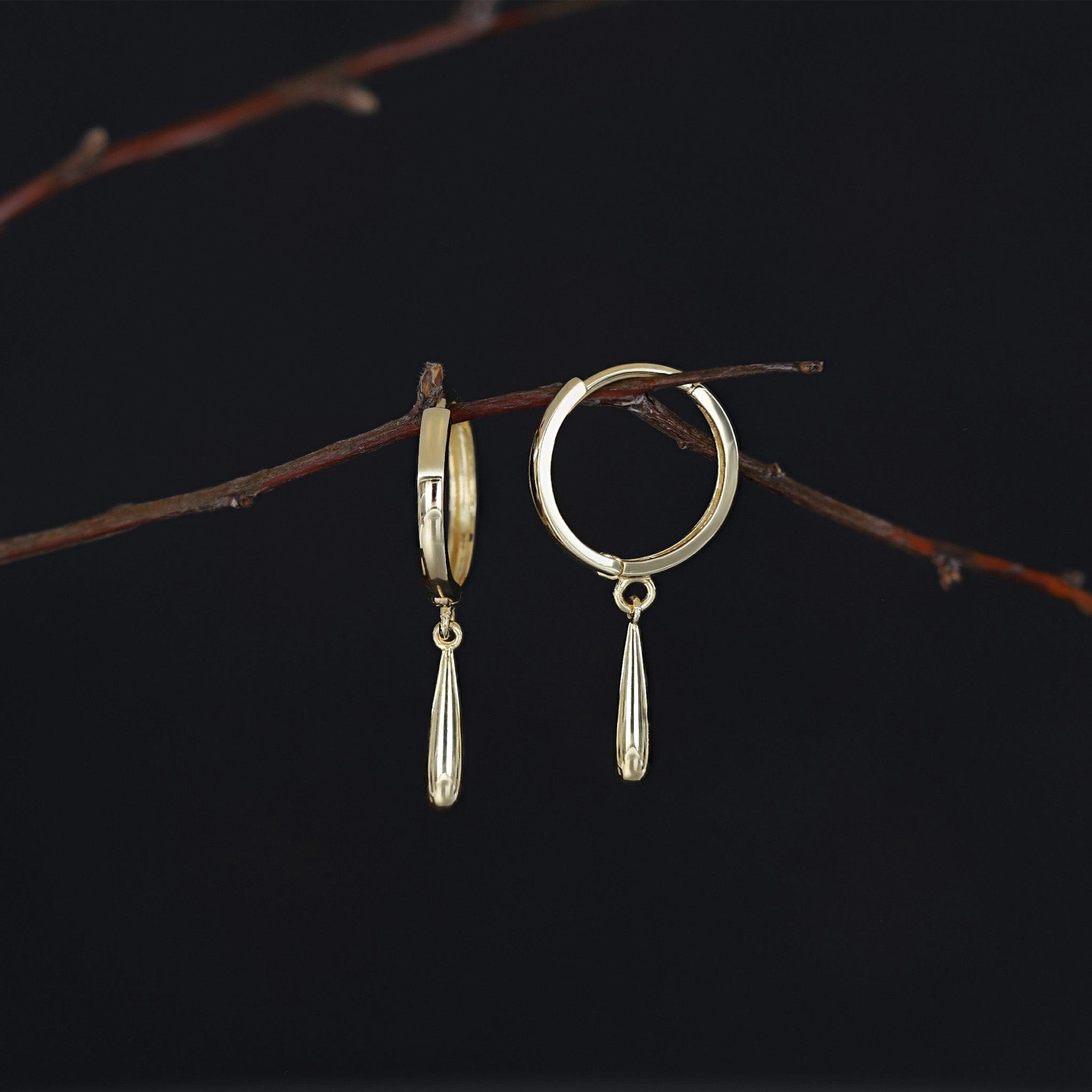 BEATTI Chain Earrings Gold / Pair Slim Drop Charm Hoops OT402793 Slim Drop Charm Hoops